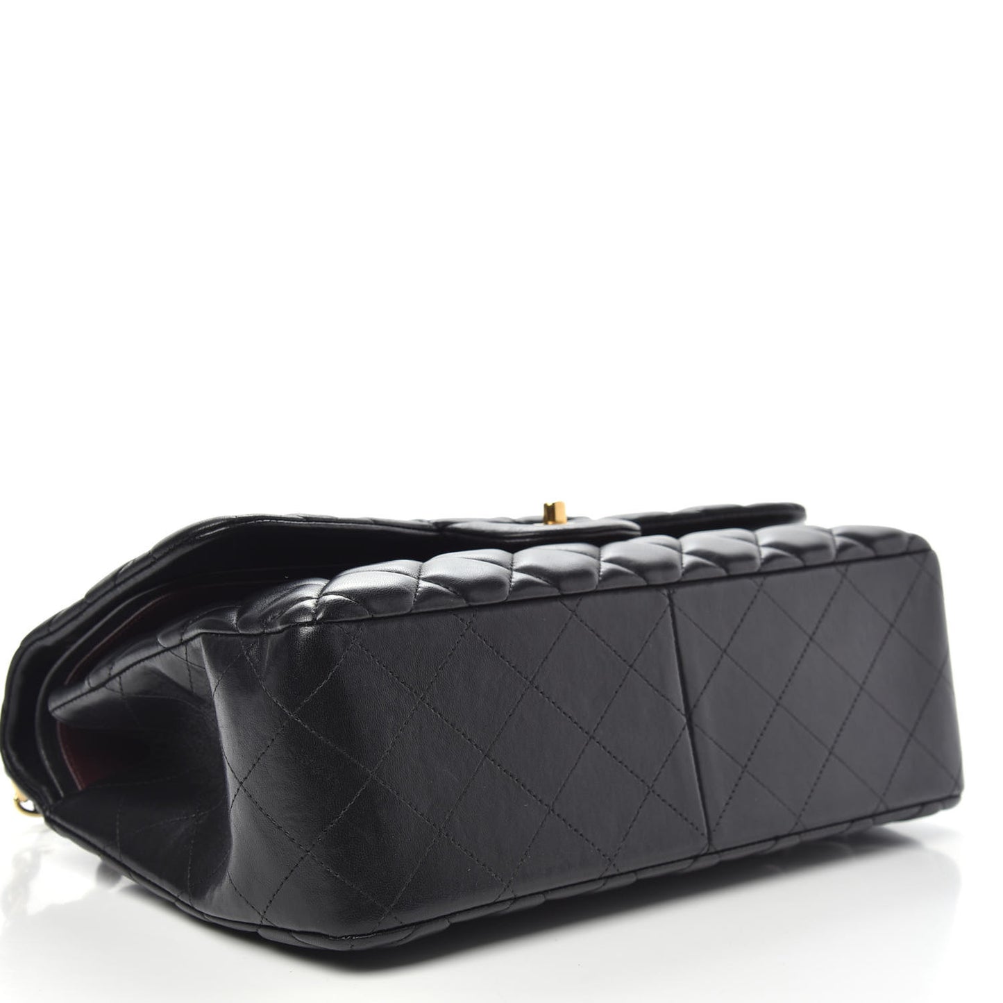 Lambskin Quilted Jumbo Double Flap Black