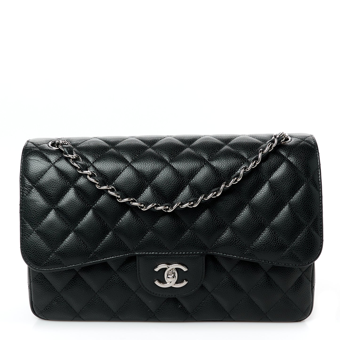 Caviar Quilted Jumbo Double Flap Black
