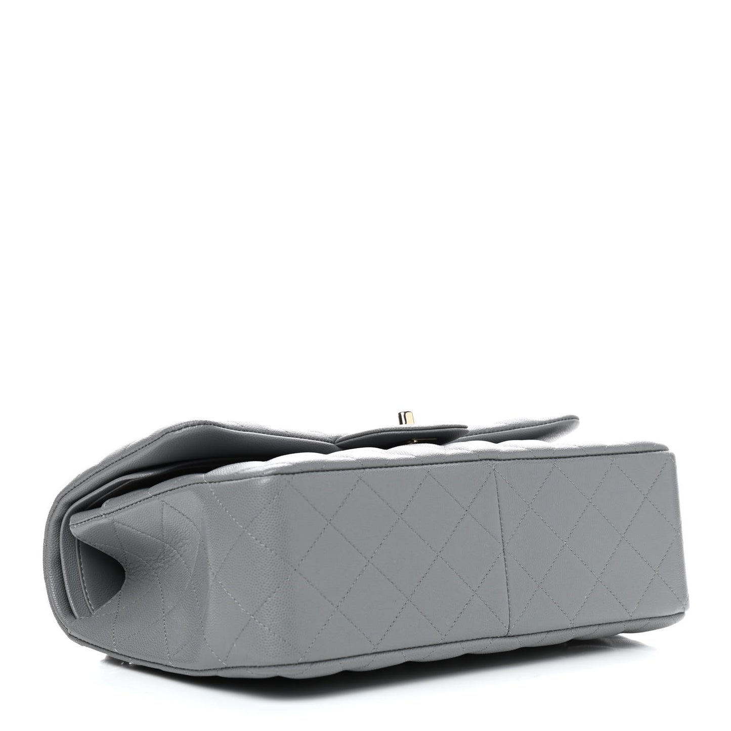 Caviar Quilted Jumbo Double Flap Grey