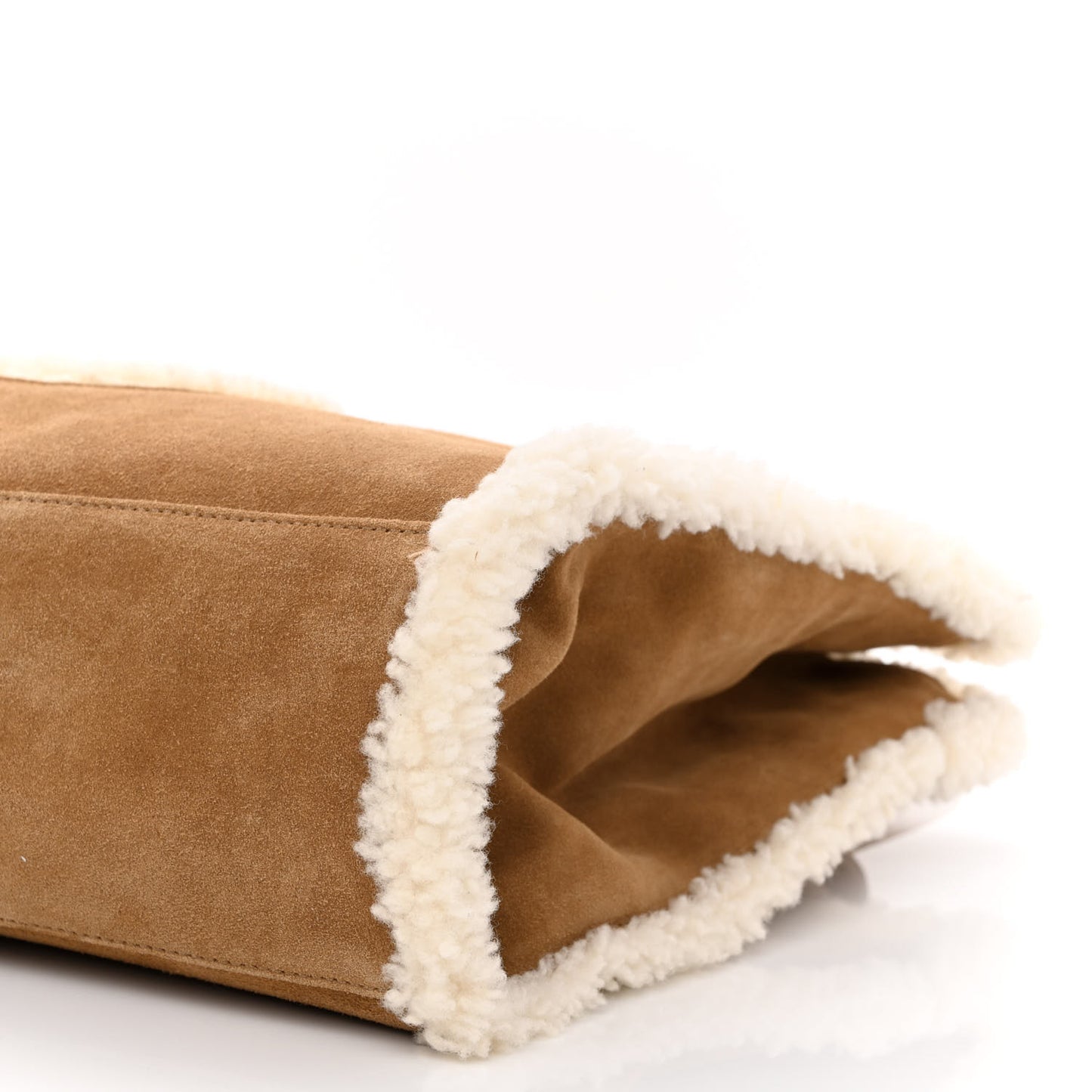 X UGG Suede Shearling Medium Shopping Bag Chestnut