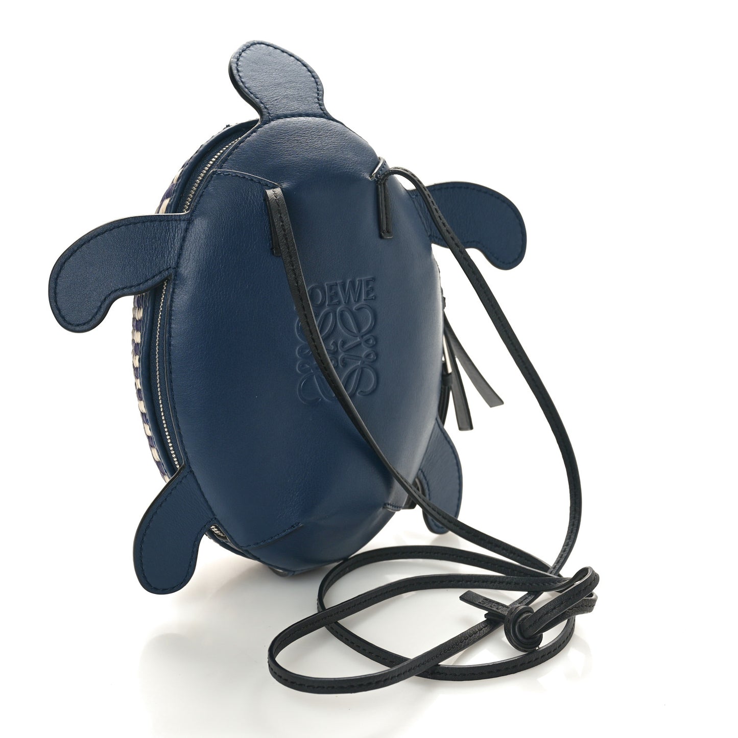 Raffia Calfskin Paula's Ibiza Turtle Pouch Ocean Multicolor