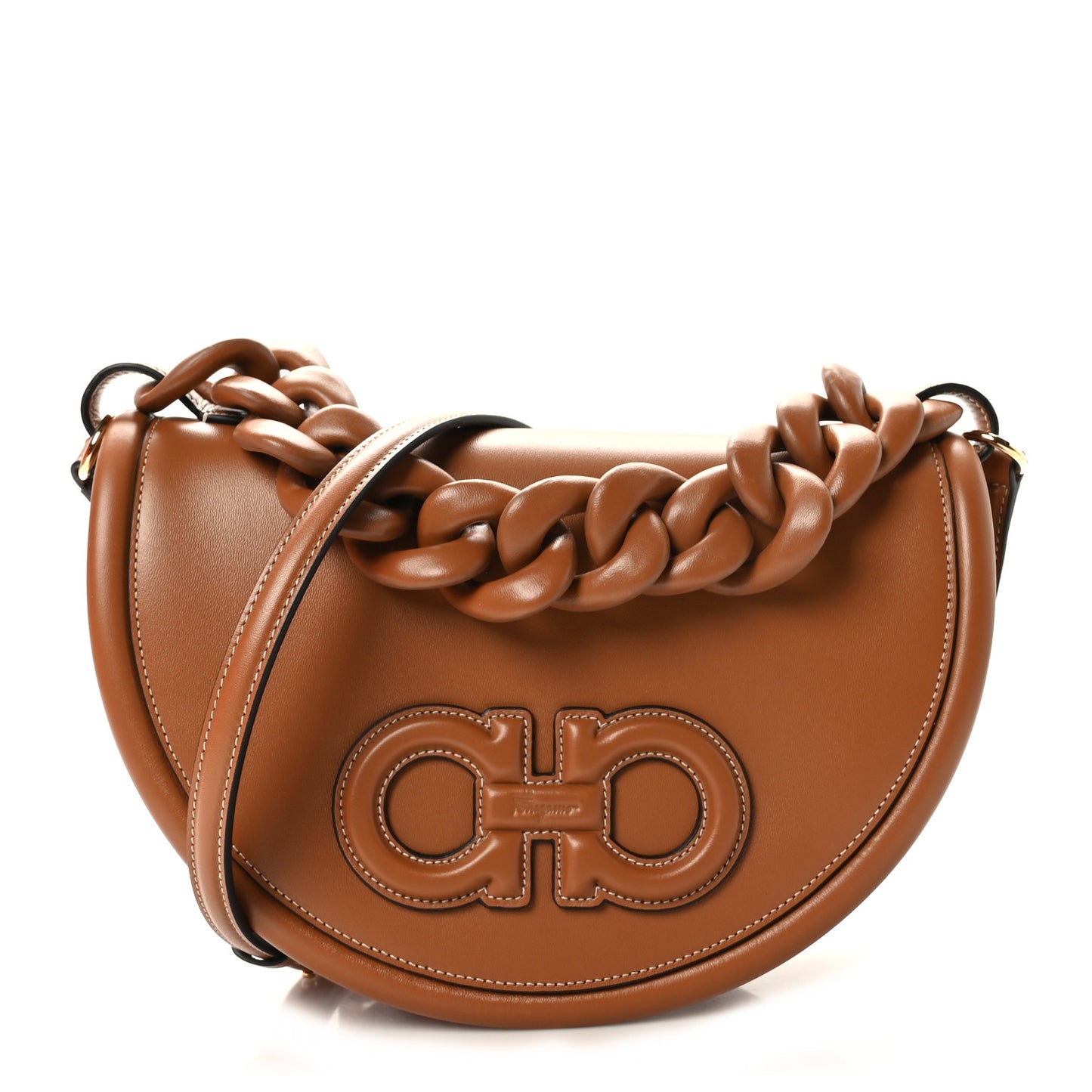 Calfskin Aura Shoulder Bag Brown