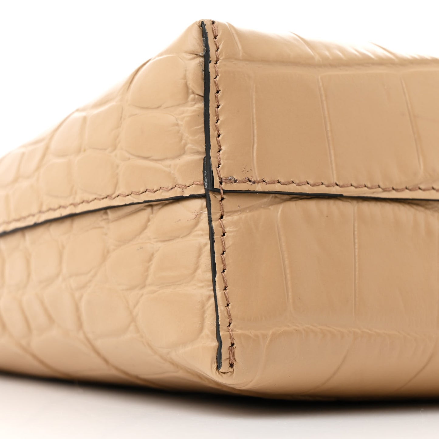 Calfskin Crocodile Embossed Mini Shopper Beige