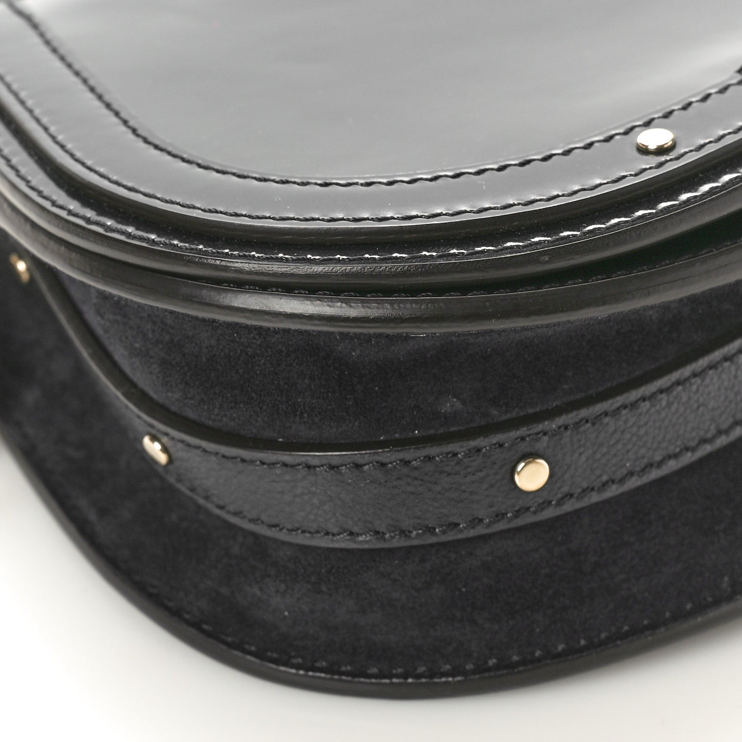 Patent Suede Small Nile Bracelet Bag Black