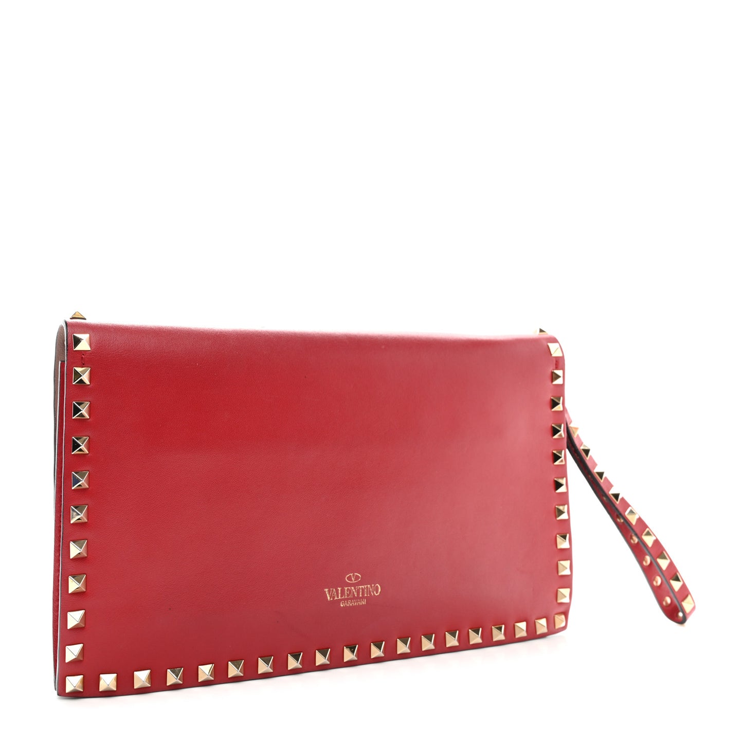 Nappa Rockstud Wristlet Clutch Rosso Valentino