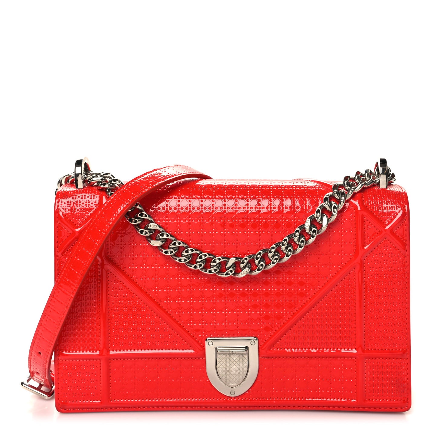 Patent Micro-Cannage Medium Diorama Flap Bag Red