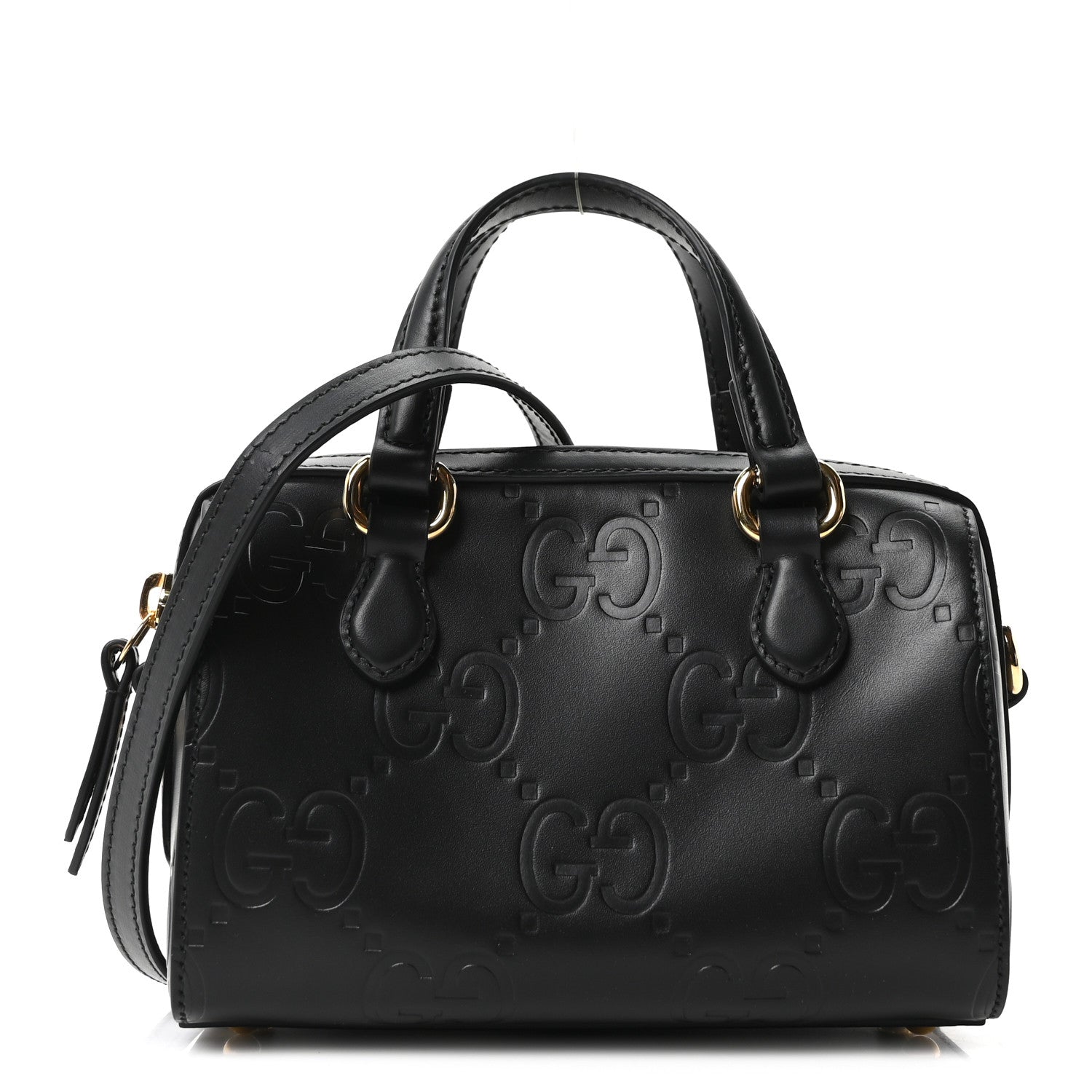 Gucci Calfskin Jumbo GG Embossed Super Mini Top Handle Bowler Bag