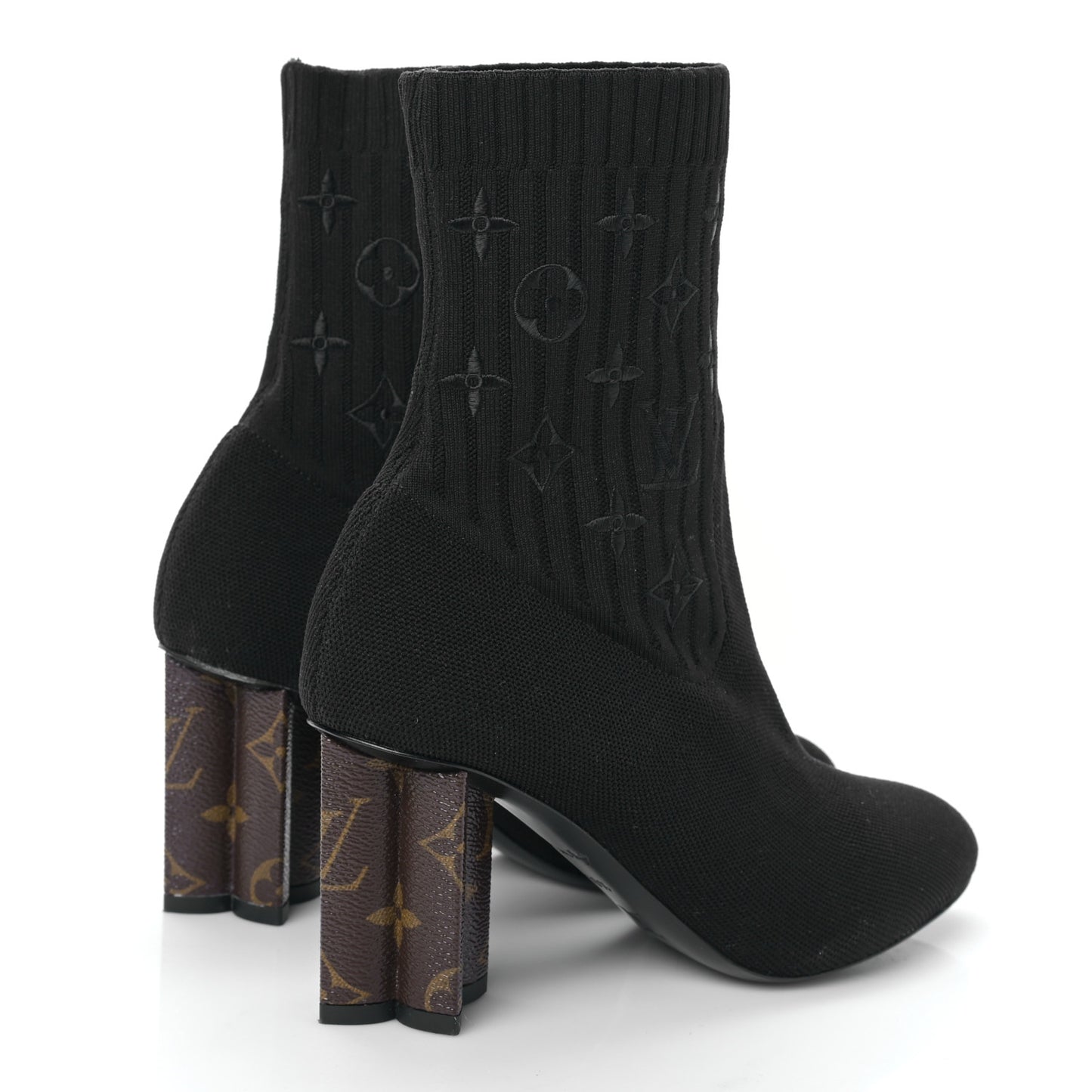 Monogram Stretch Fabric Silhouette Ankle Boots 36.5 Black