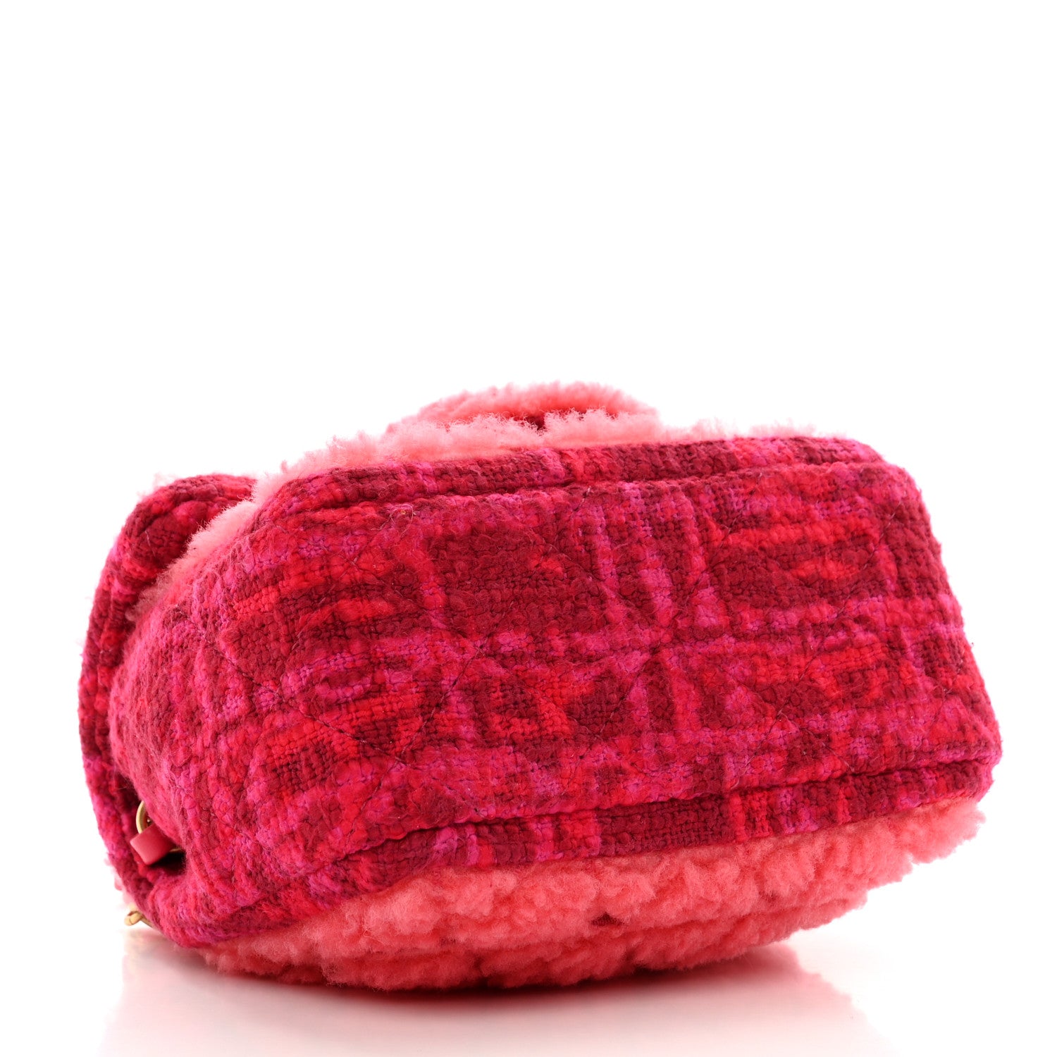 Chanel Shearling Tweed Quilted Mini Square Flap Bag Pink 4 of 10