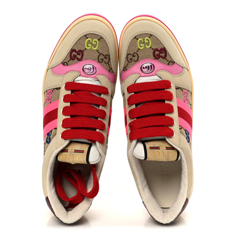 New Canvas GG Miro Soft Web Screener Sneakers 41 Pink Beige Multicolor