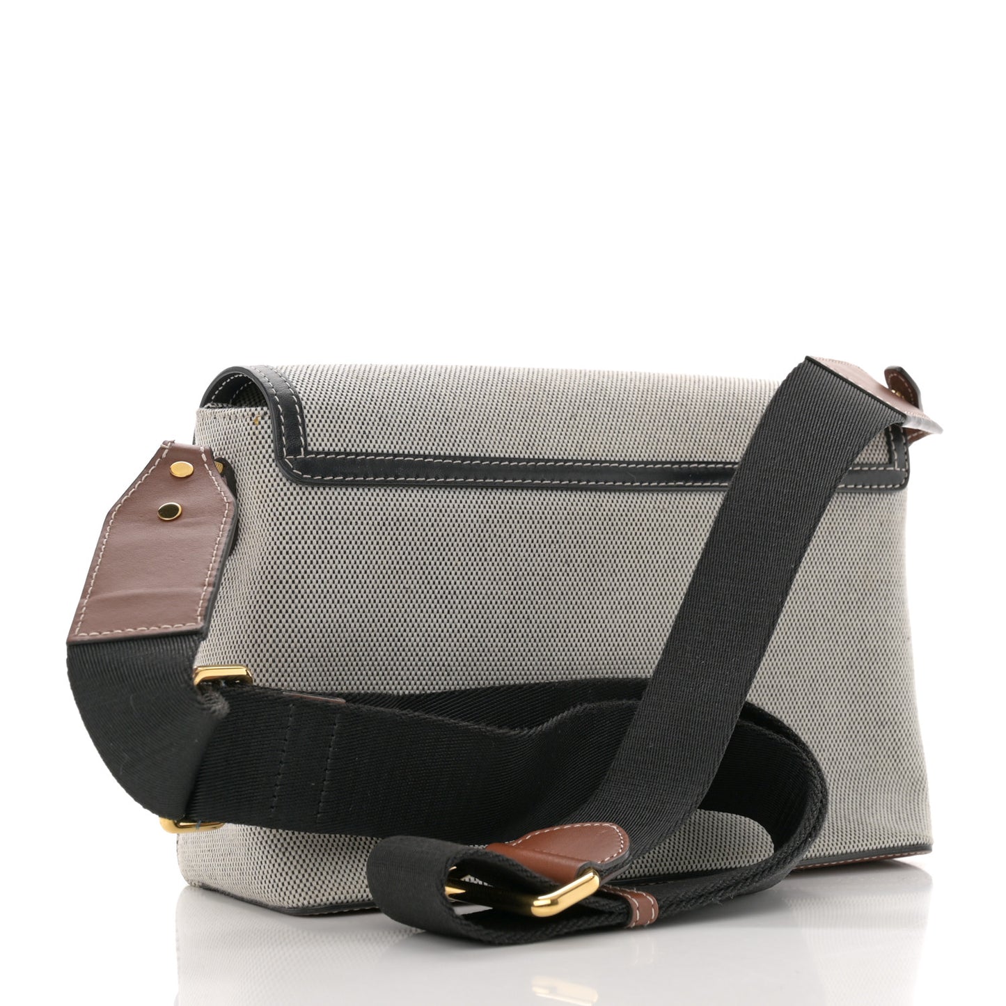 Canvas Horseferry Print Note Crossbody Bag Grey Black