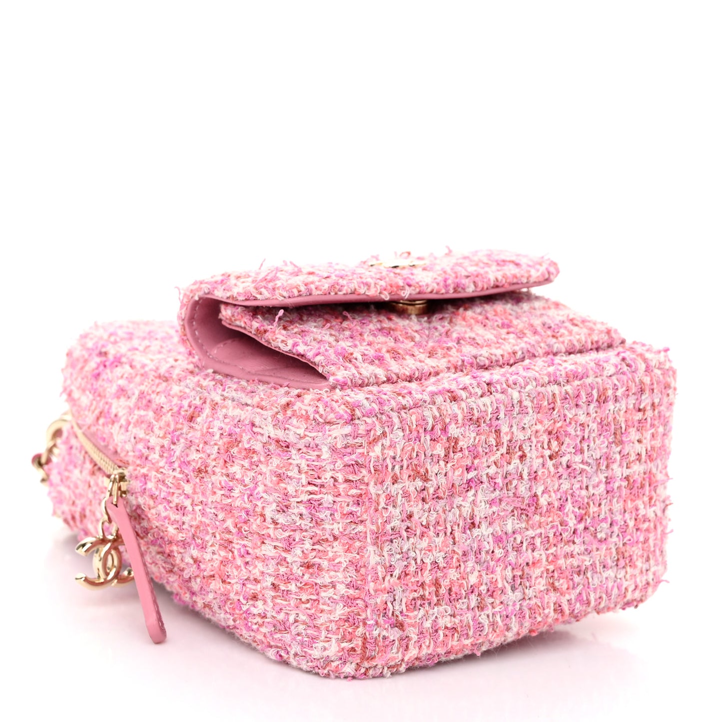 Tweed Quilted CC Mini Classic Backpack Pink