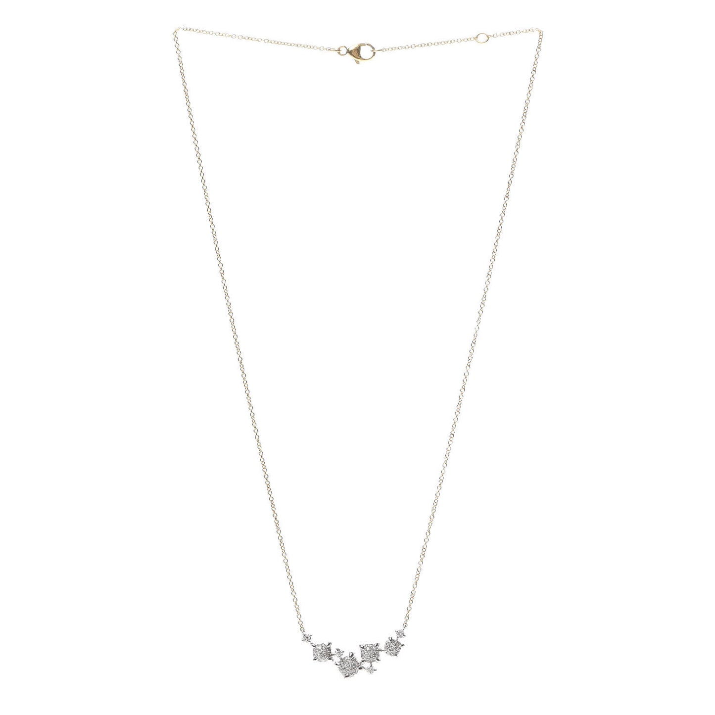 18K Yellow White Gold Diamond Precious Chatelaine Necklace