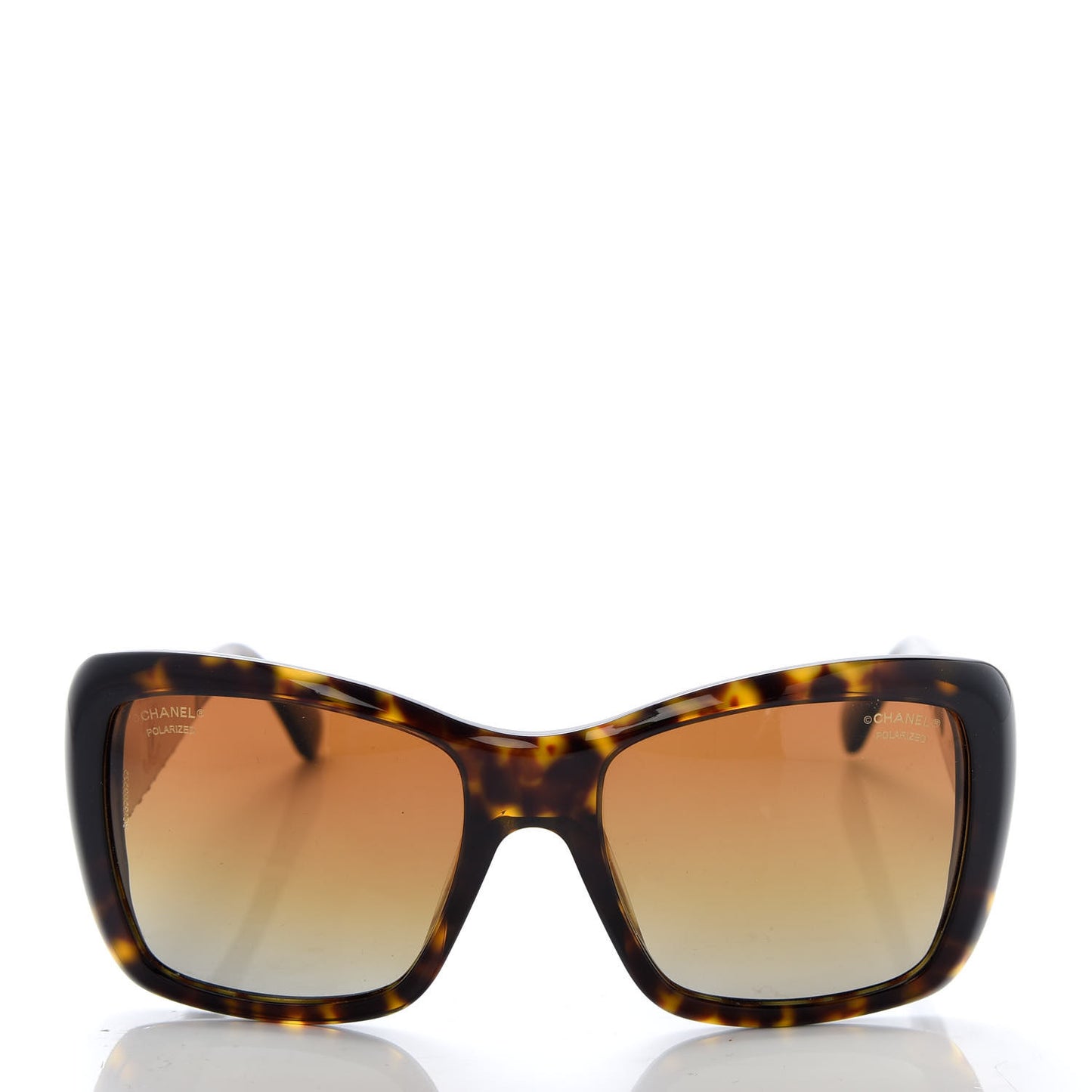Crystal Polarized CC Square Sunglasses 5301-B Tortoise Gold
