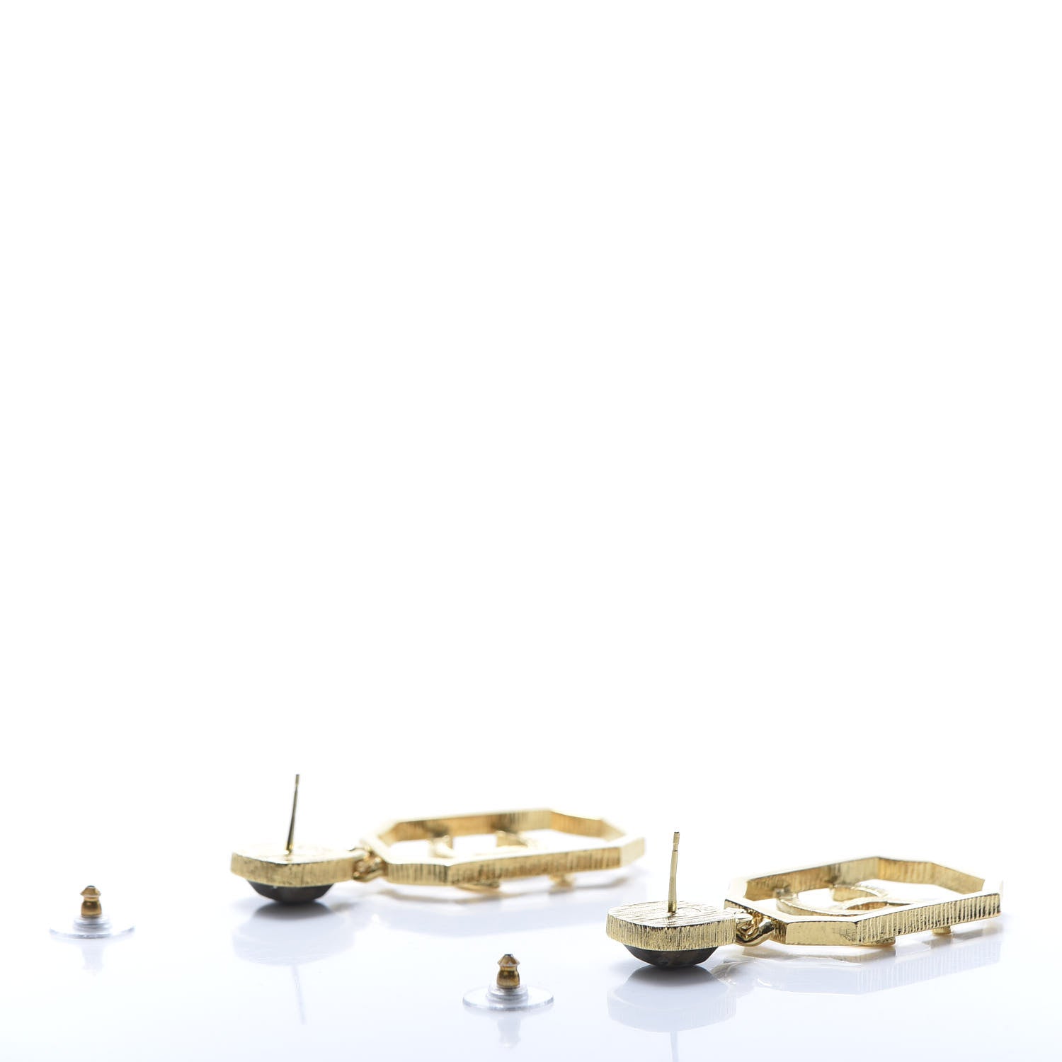Chanel Metal Natural Stones CC Earrings Gold Blue 3 of 5