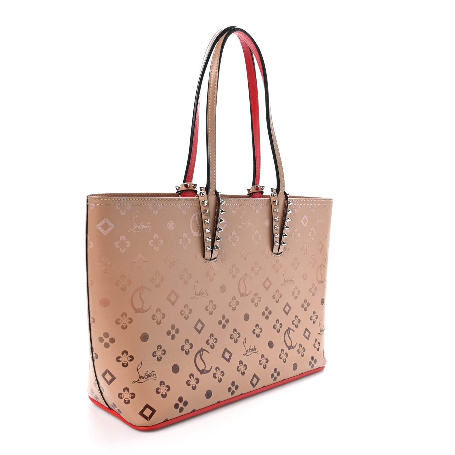 Calfskin Patent Degrade Loubinthesky East West Cabata Tote Nude
