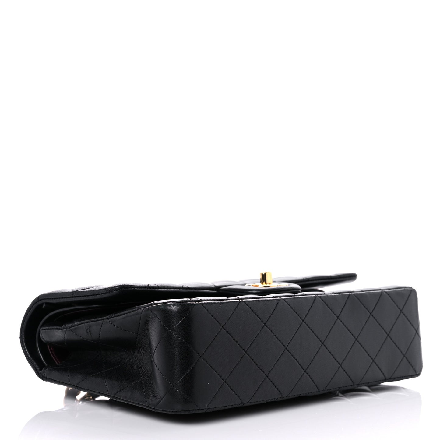 Lambskin Quilted Medium Double Flap Black