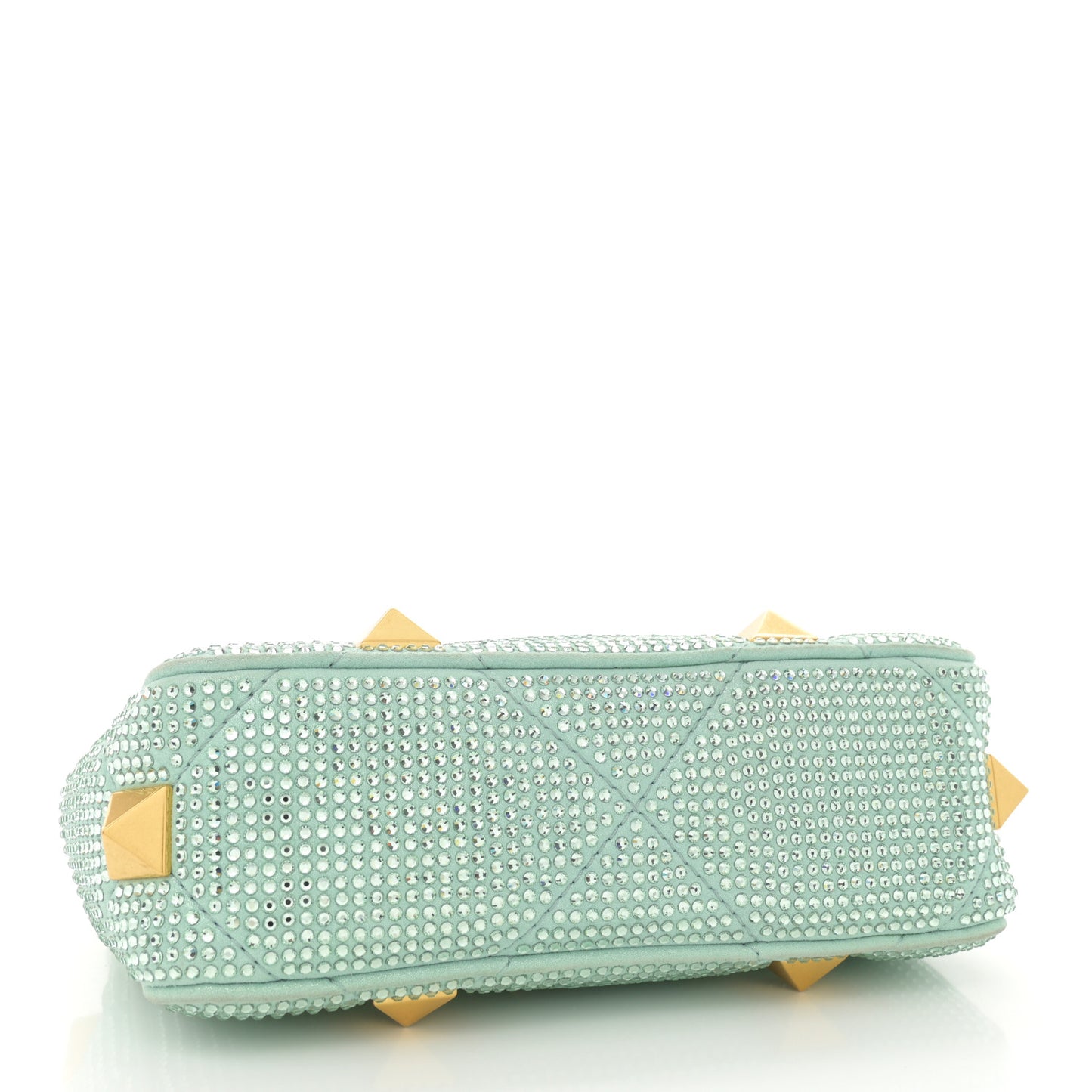 Crystal Suede Small Roman Stud Shoulder Bag Green