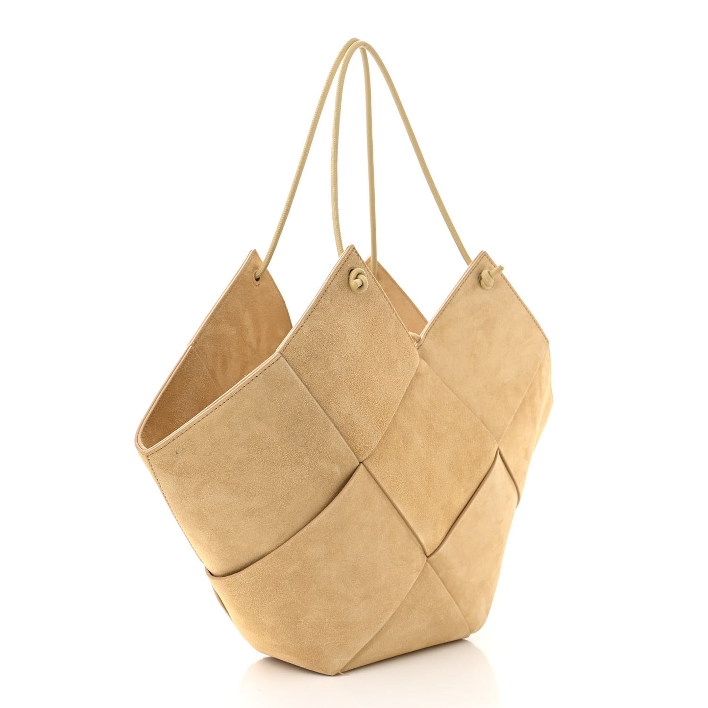 Suede Maxi Intrecciato Tote Cane Sugar Tapioca