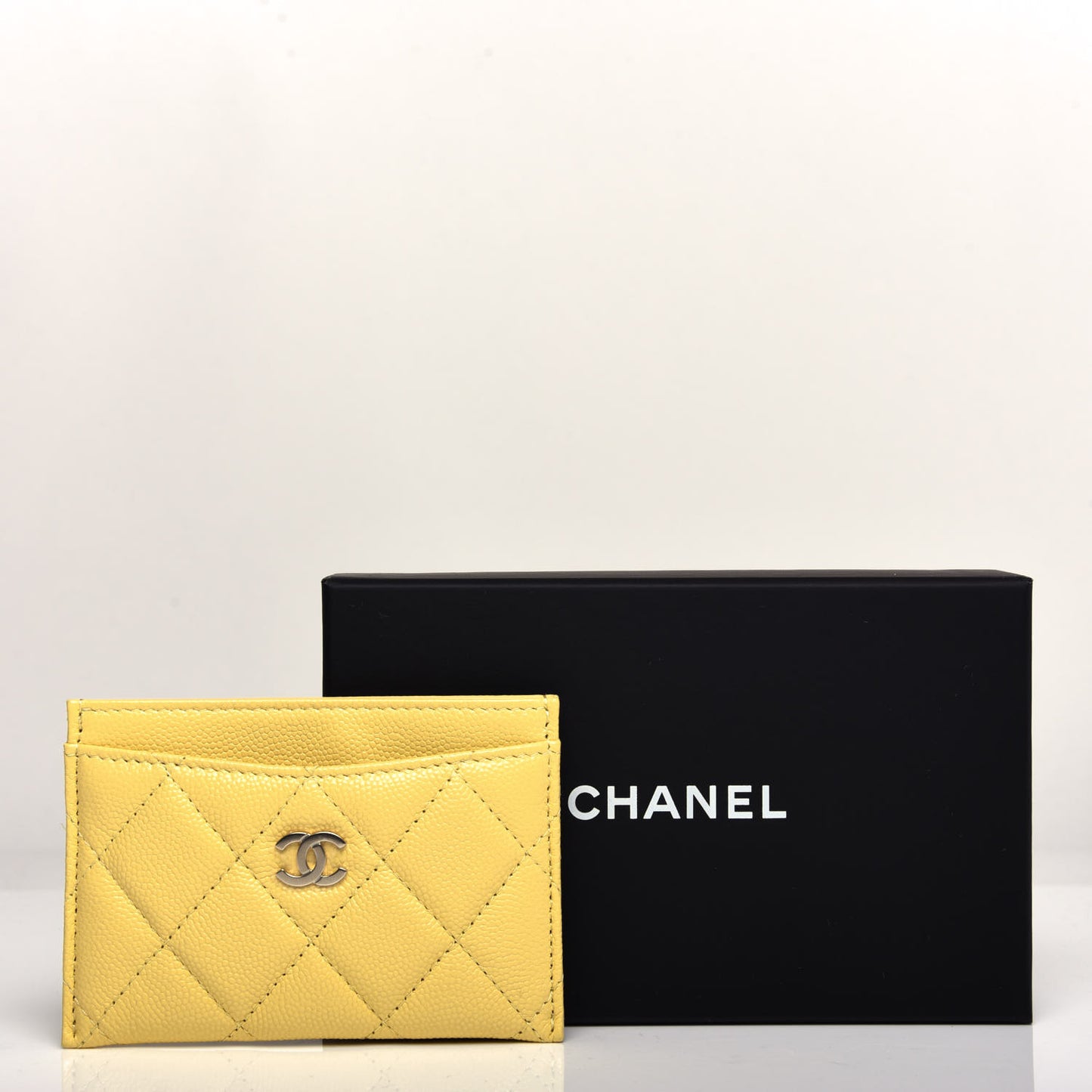 Caviar Quilted Card Holder Yellow