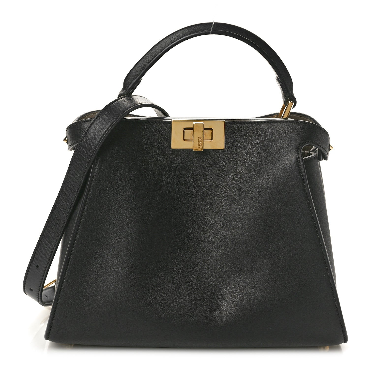 Fendi Vitello Tahiti Burro Medium Peekaboo Iconic Essentially Satchel Black Corda 1 of 10