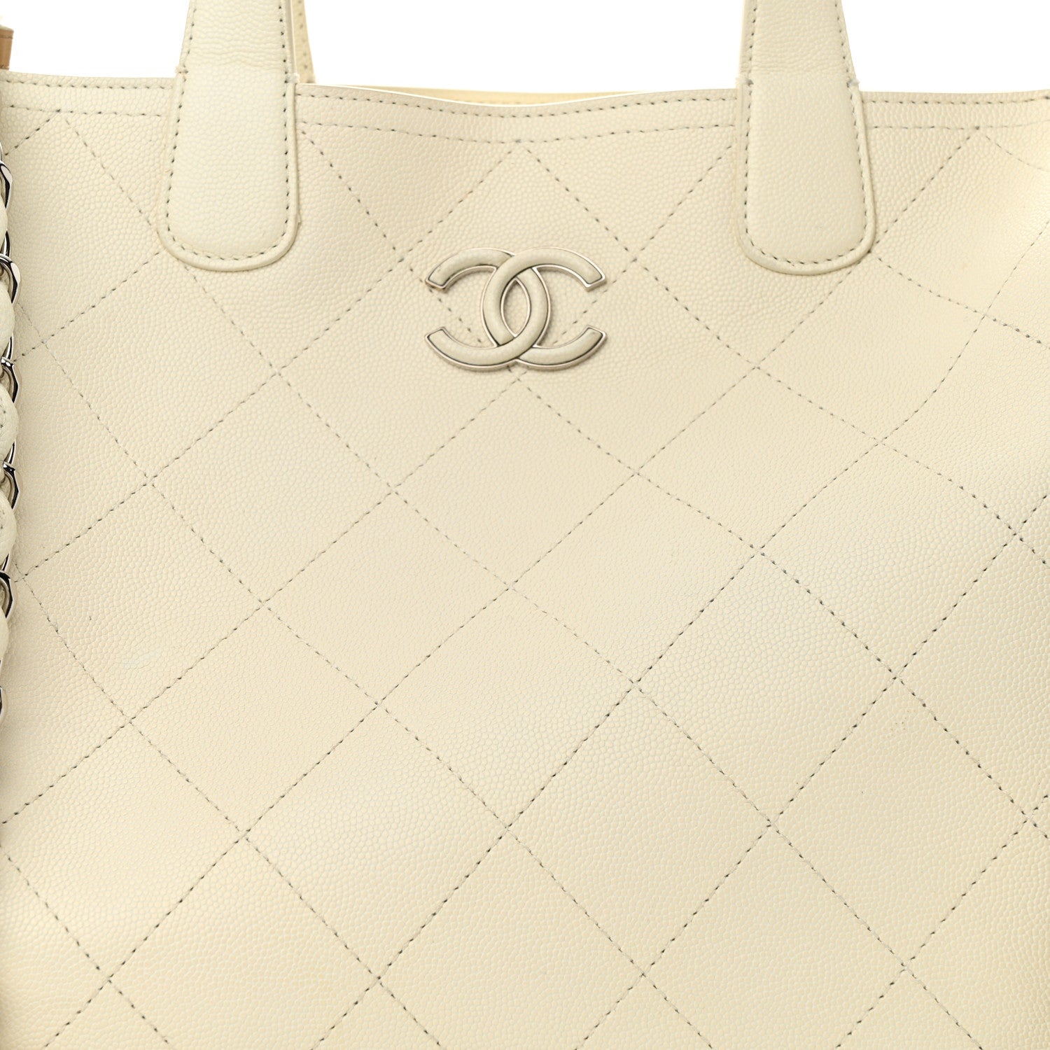 Chanel Caviar Stitched Large Shopping Tote White 8 of 11