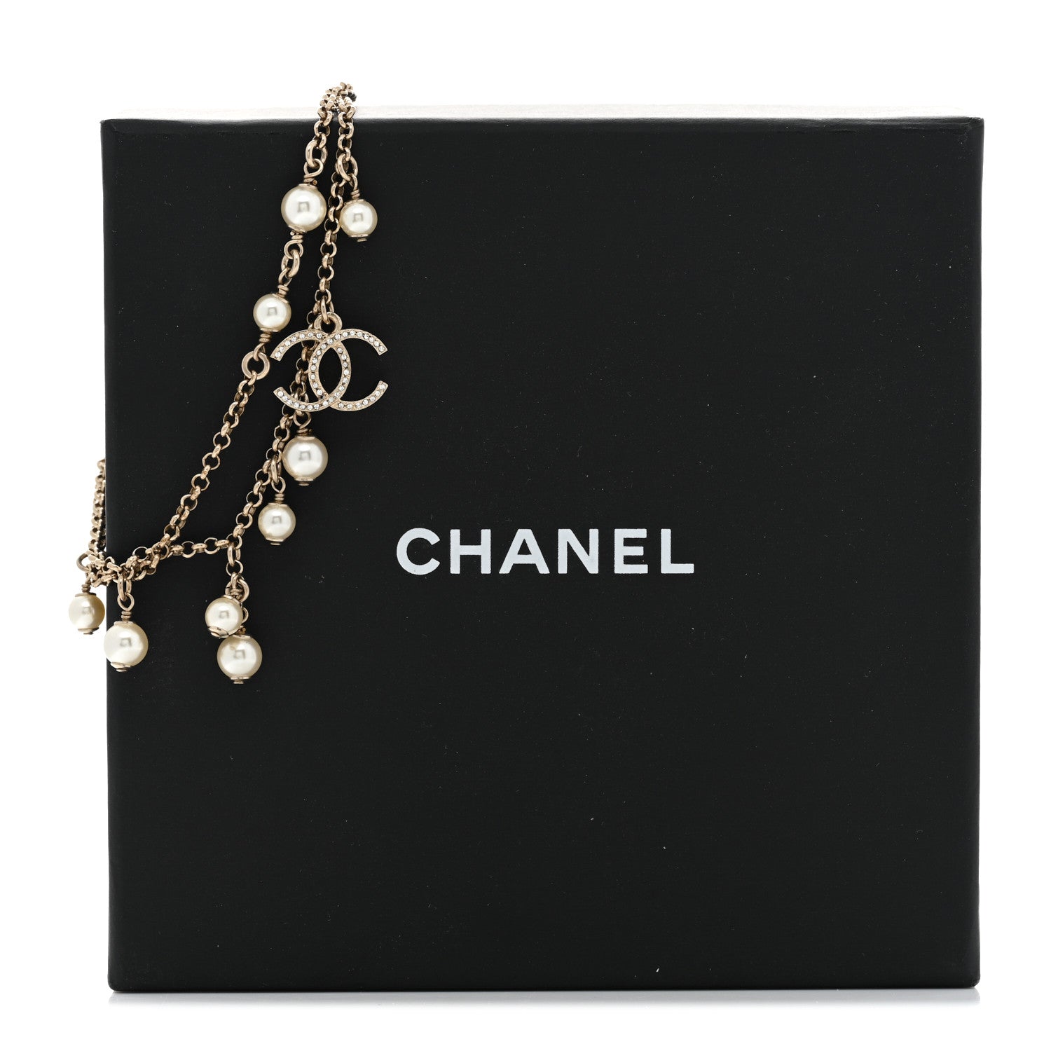 Chanel Pearl Crystal CC Dangle Bracelet Gold 5 of 5
