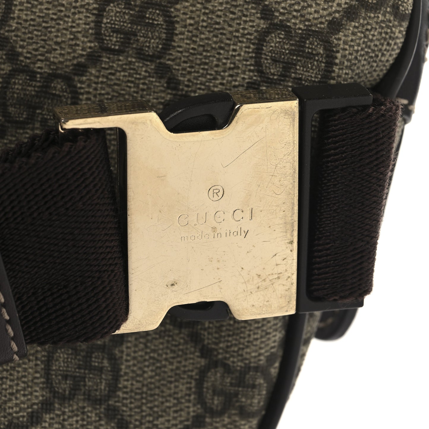 GG Supreme Monogram Belt Bag Dark Brown