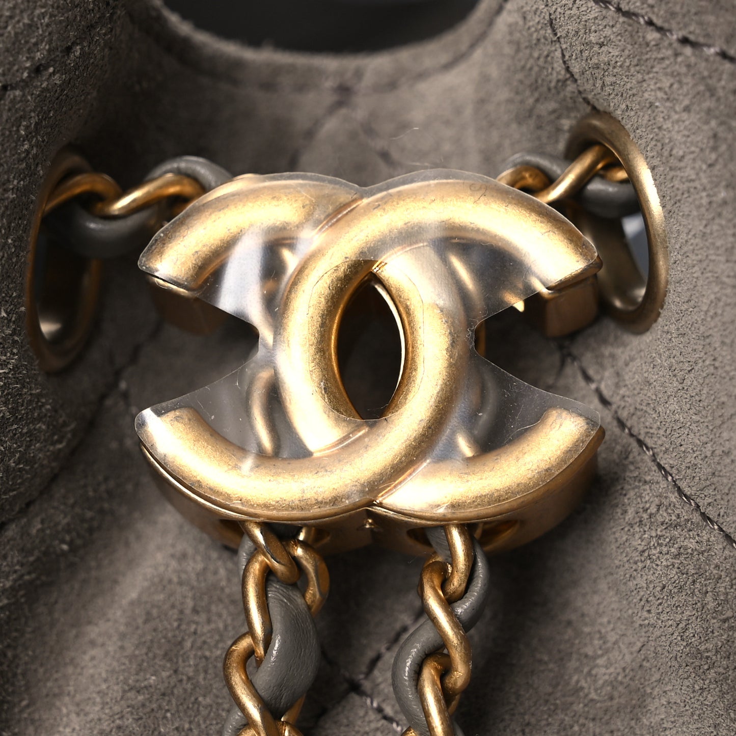 Suede Quilted Small Chanel 25 Handbag Grey