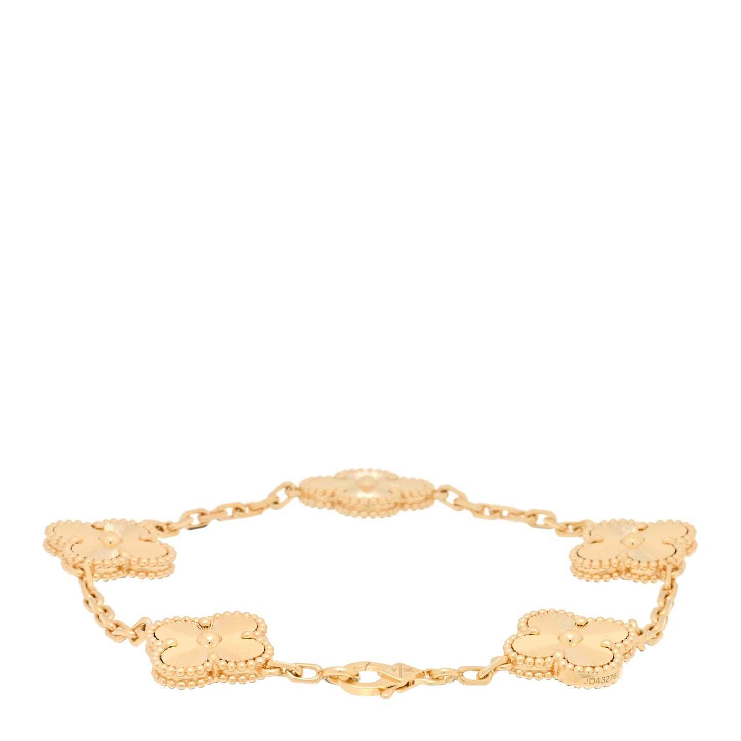 18K Yellow Gold 5 Motifs Guilloche Vintage Alhambra Bracelet