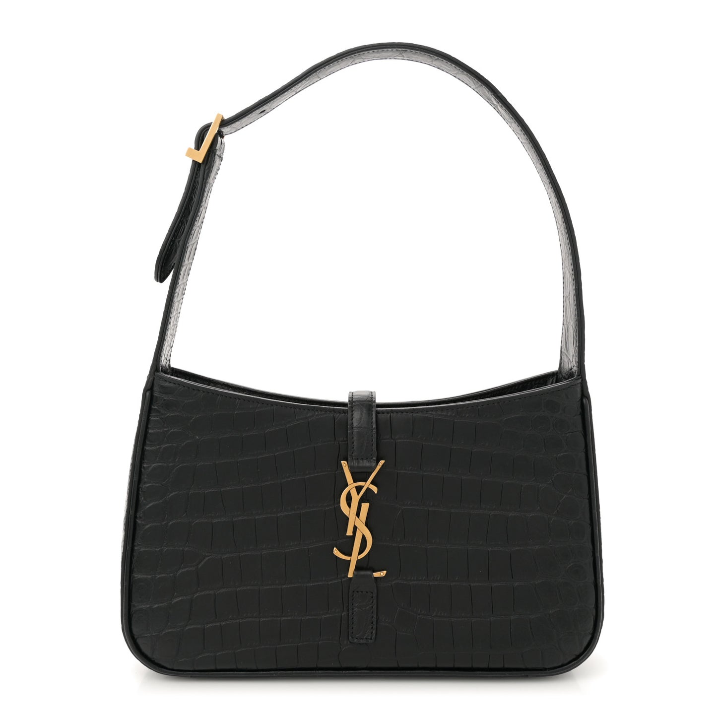 Calfskin Crocodile Embossed LE 5 A 7 Hobo Black