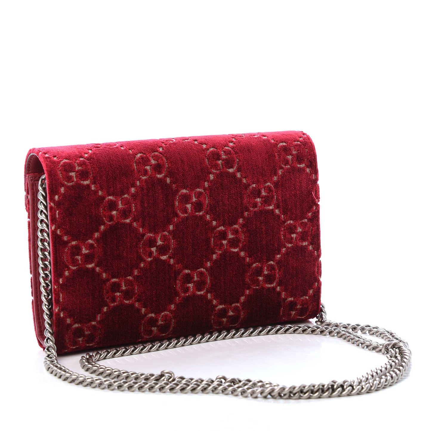 Velvet GG Monogram Mini Dionysus Chain Wallet Red Cipria