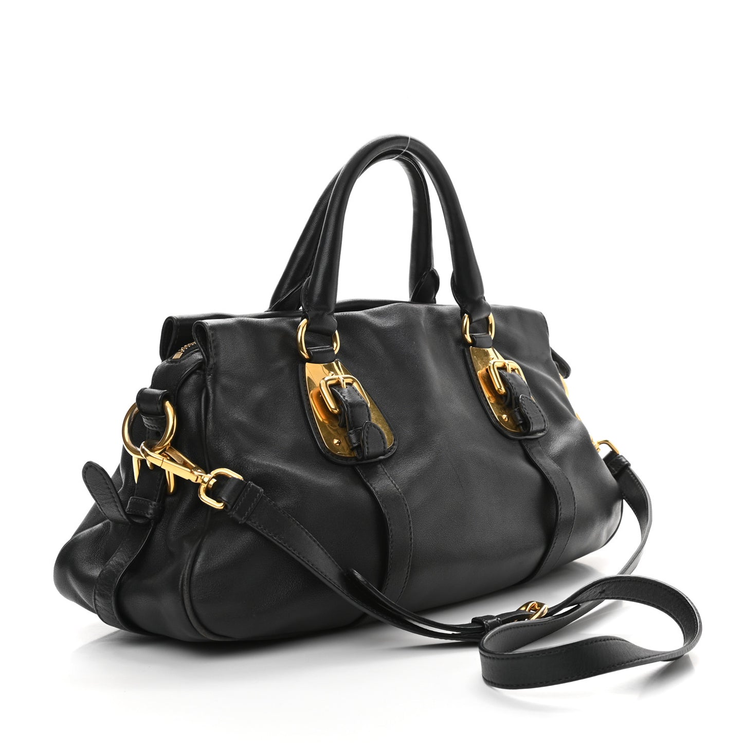 Soft Calf Shopping Satchel Black