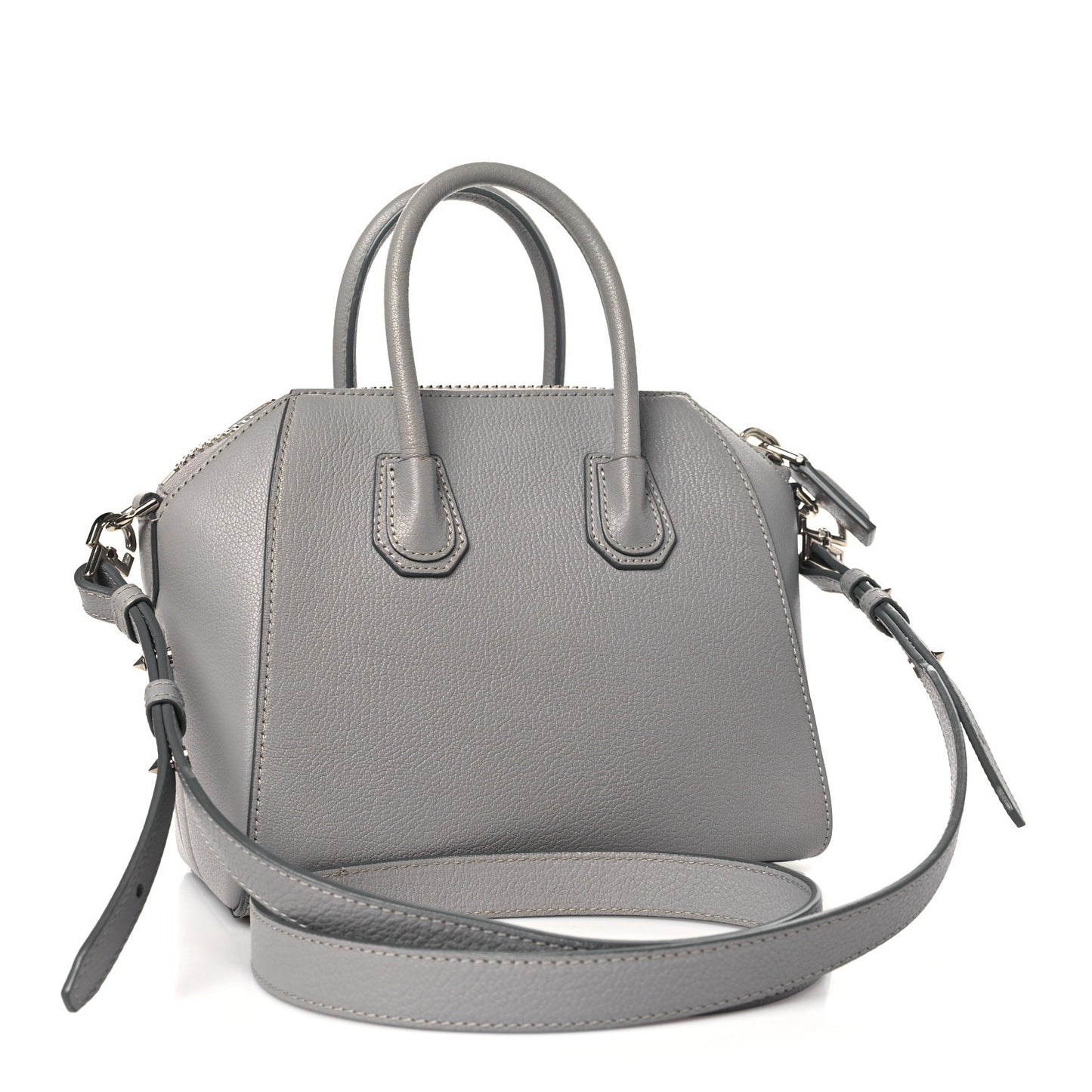 Sugar Goatskin Mini Antigona Pearl Grey