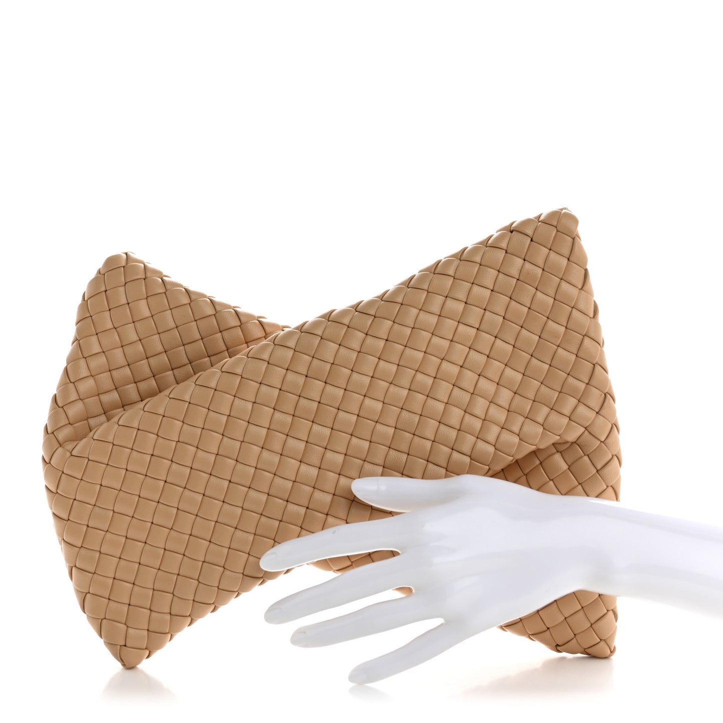 Nappa Intrecciato Crisscross Clutch Porridge