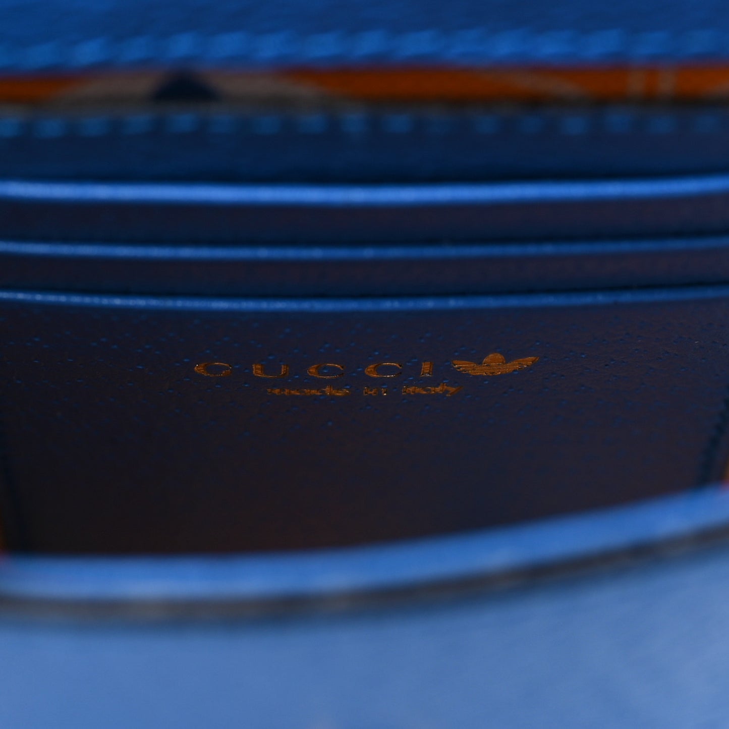 X ADIDAS Textured Dollar Calfskin Trefoil Embossed Phone Crossbody Bag Oriental Blue Mystic White