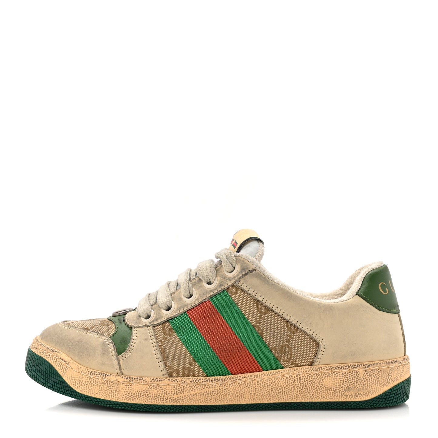 GG Monogram Nubuck Web Womens Screener Sneakers 35.5 New Sand Dusty Milk Vintage Green