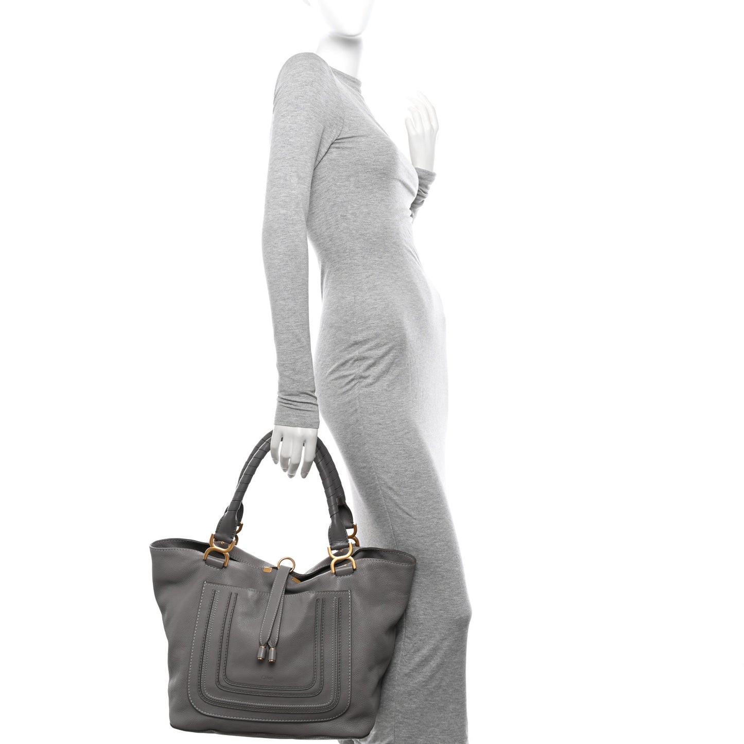 Calfskin Large New Marcie Tote Cashmere Grey
