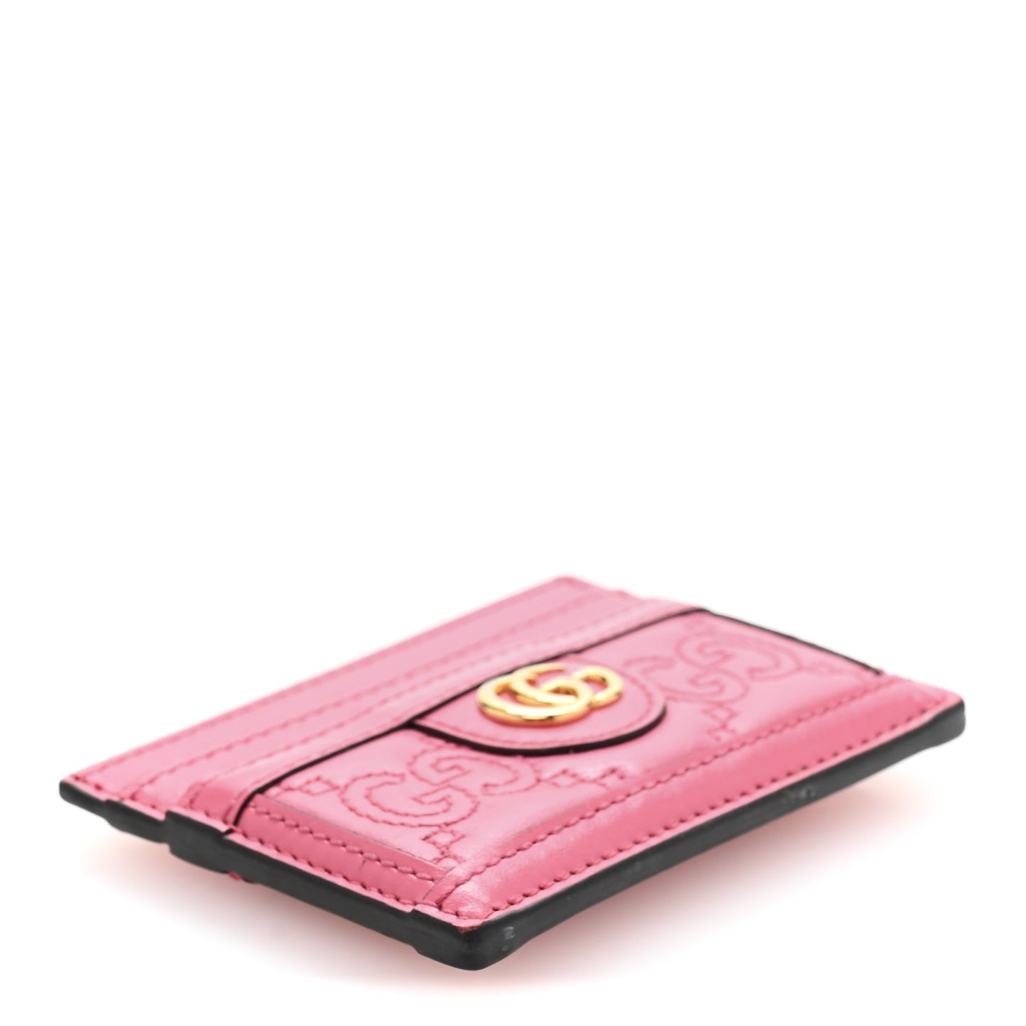 Calfskin GG Matelasse Card Holder Pink