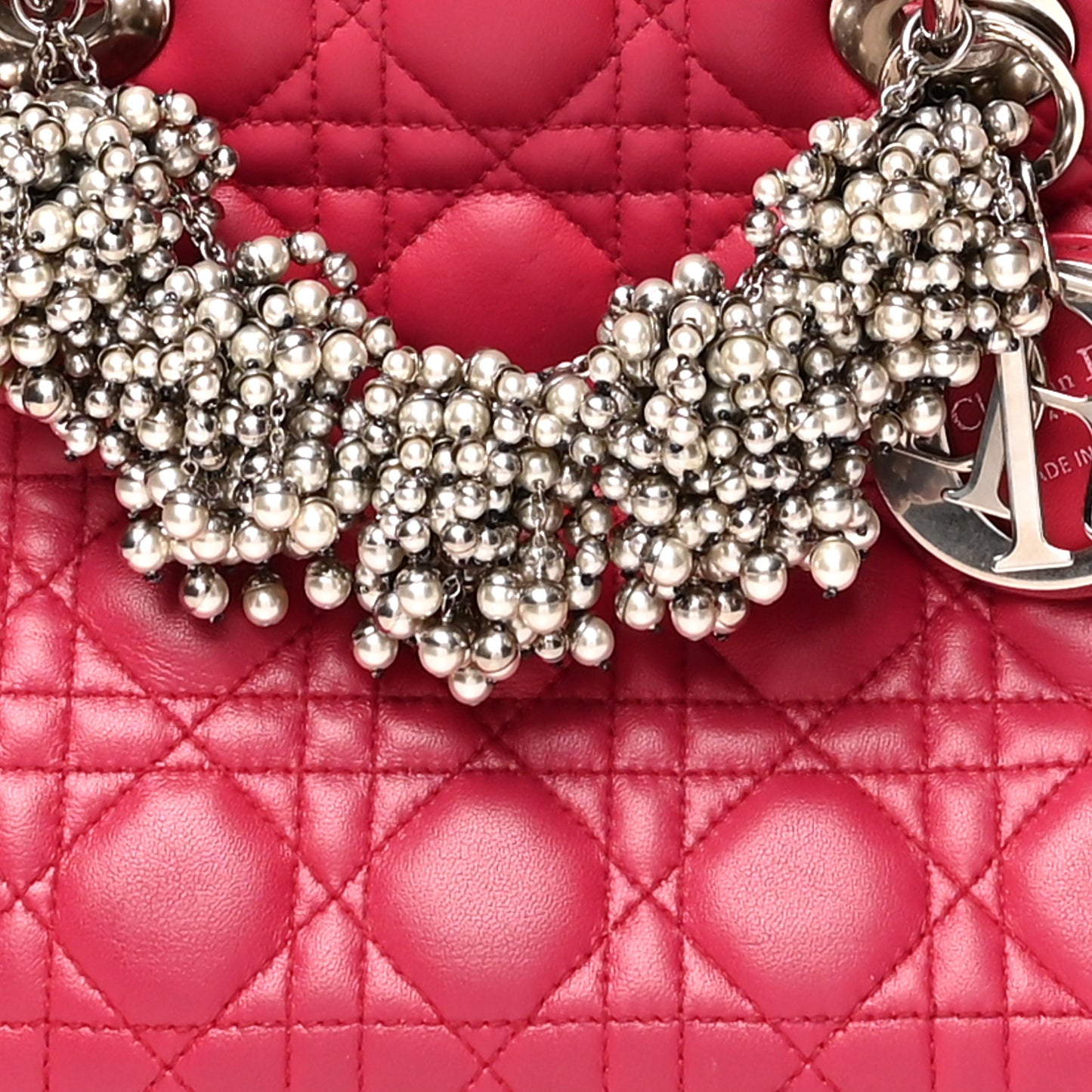 Lambskin Cannage Medium Pearl Lady Dior Dark Pink