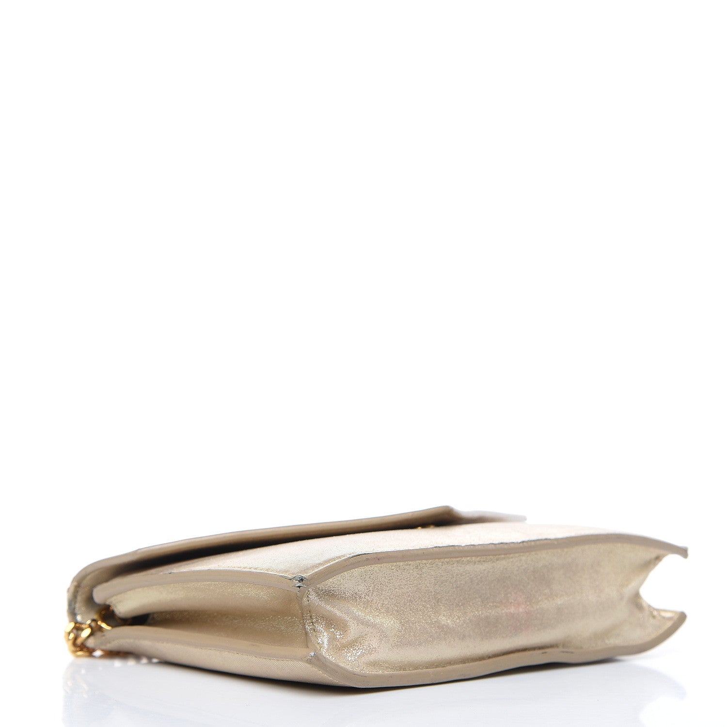 Saint Laurent Metallic Fabric Monogram Envelope Chain Wallet Champagne 4 of 17