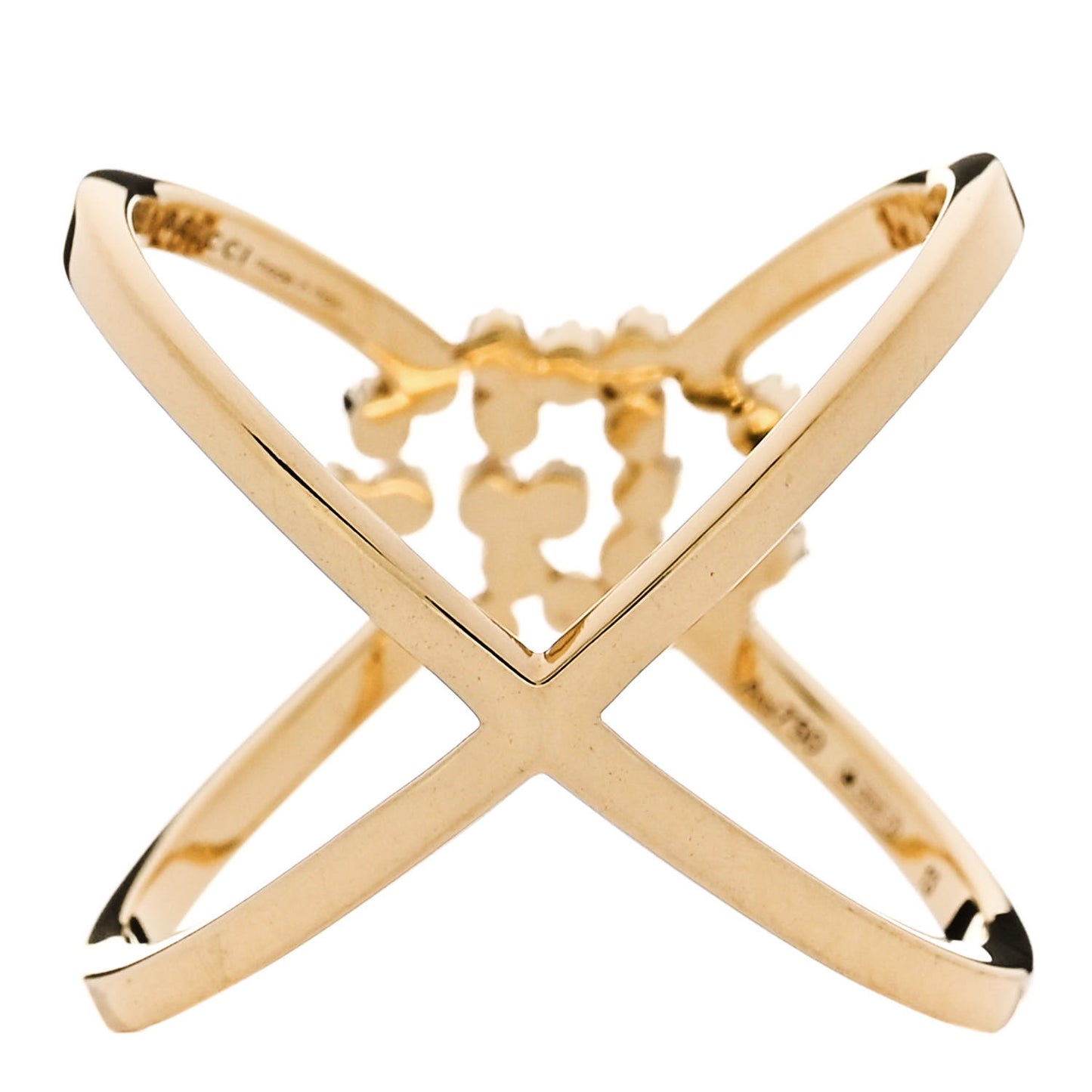 18K Yellow Gold Diamond Running G Cross Ring 53 6.25