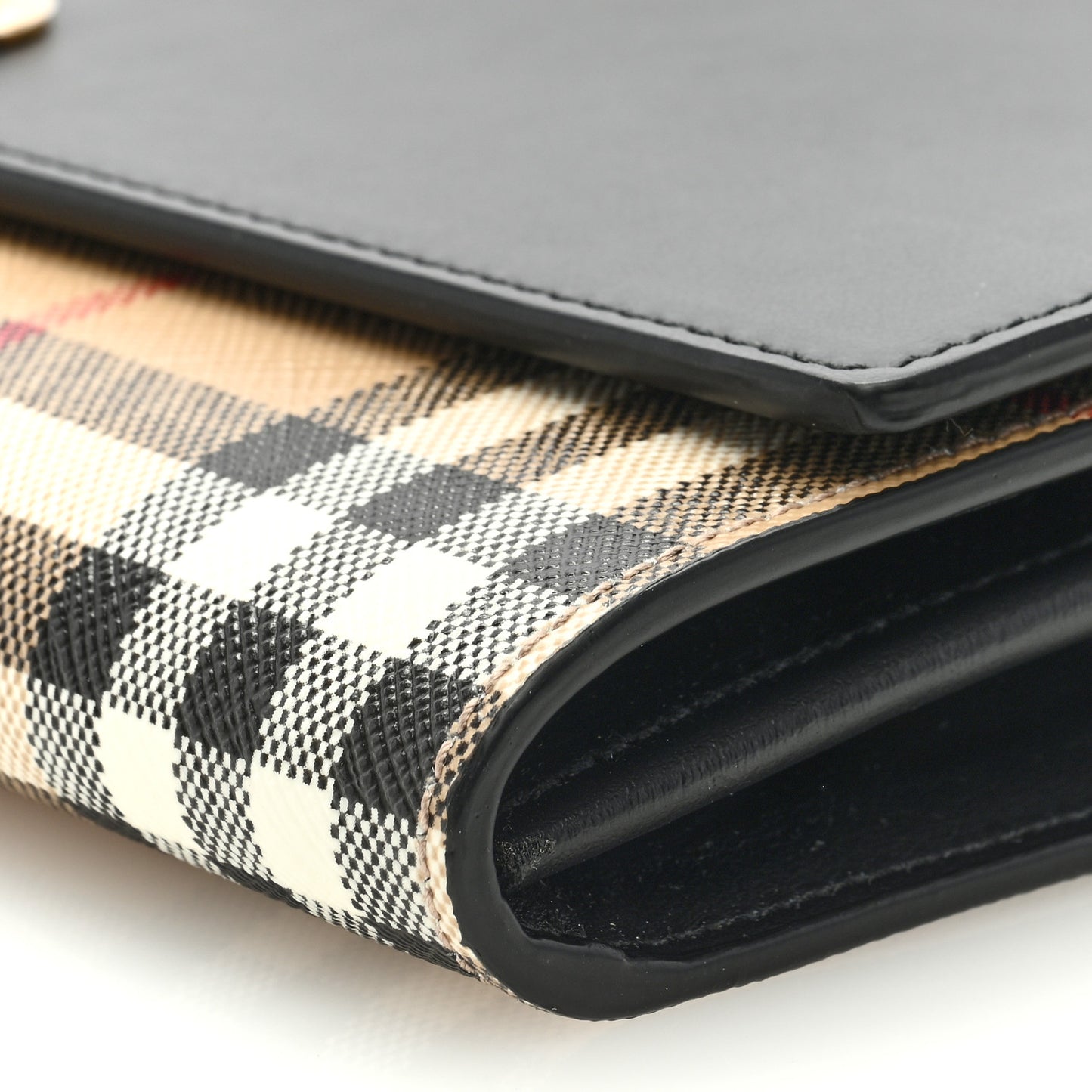 Calfskin Vintage Check Hannah Wallet with Detachable Strap Black