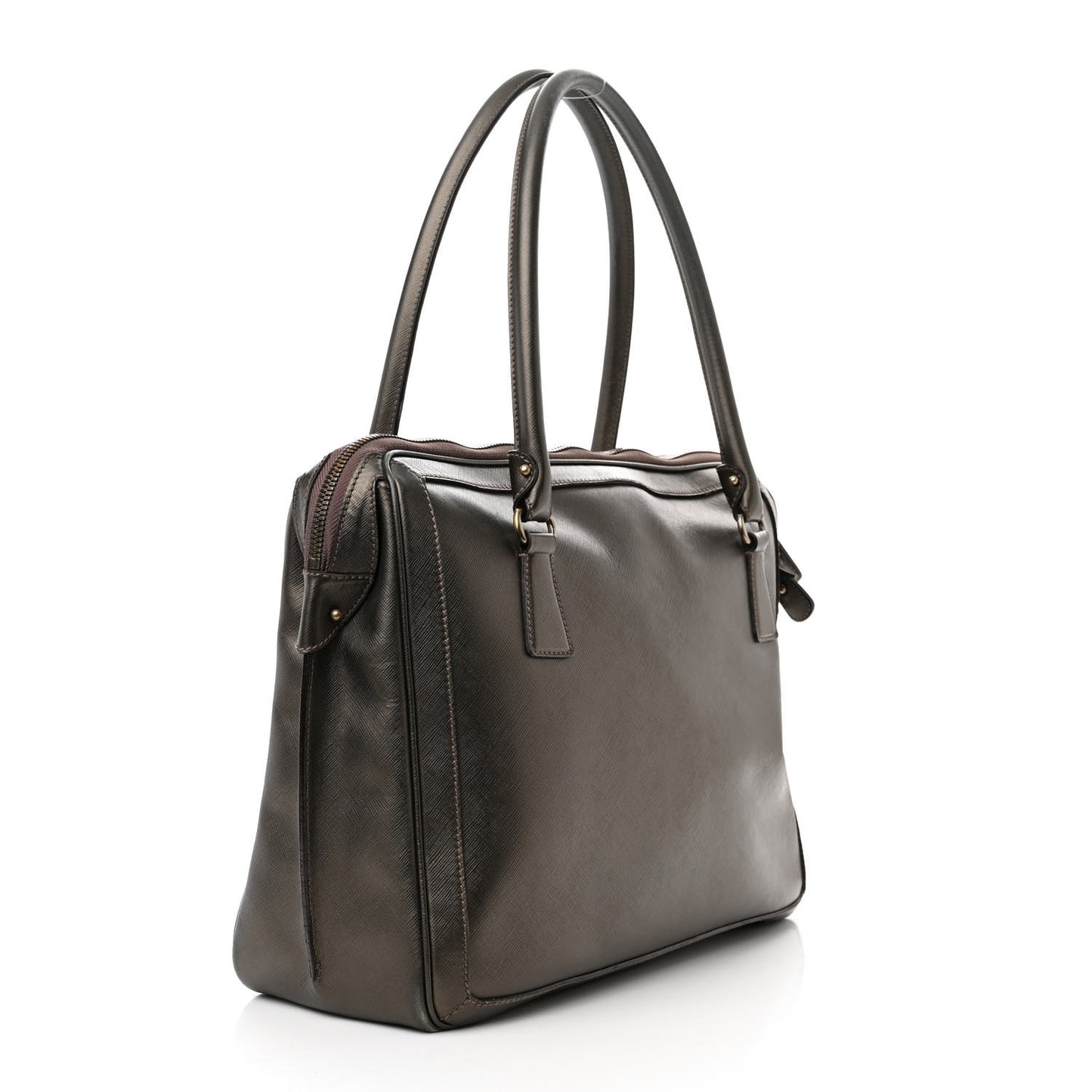 Hammered Calfskin Gancini Briefcase Grey