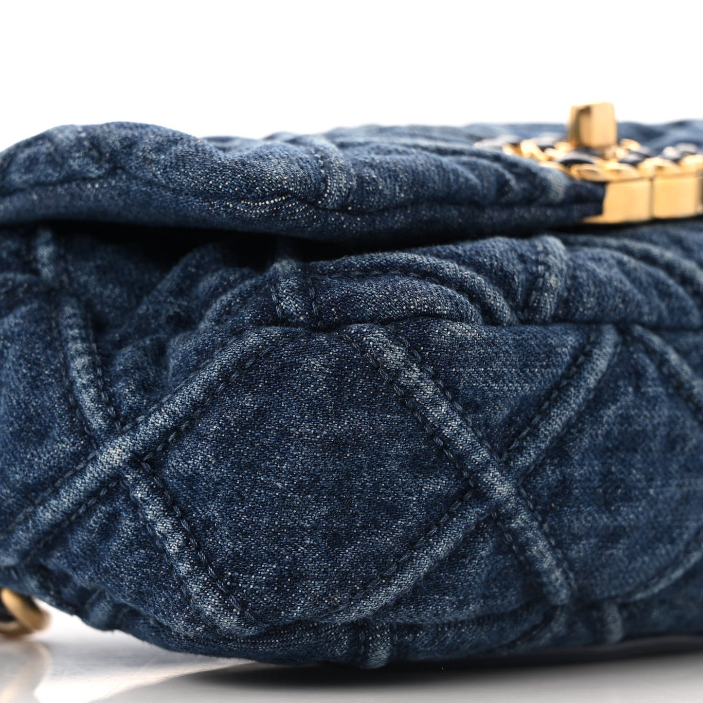 Denim Quilted Chanel 19 Waist Bag Blue