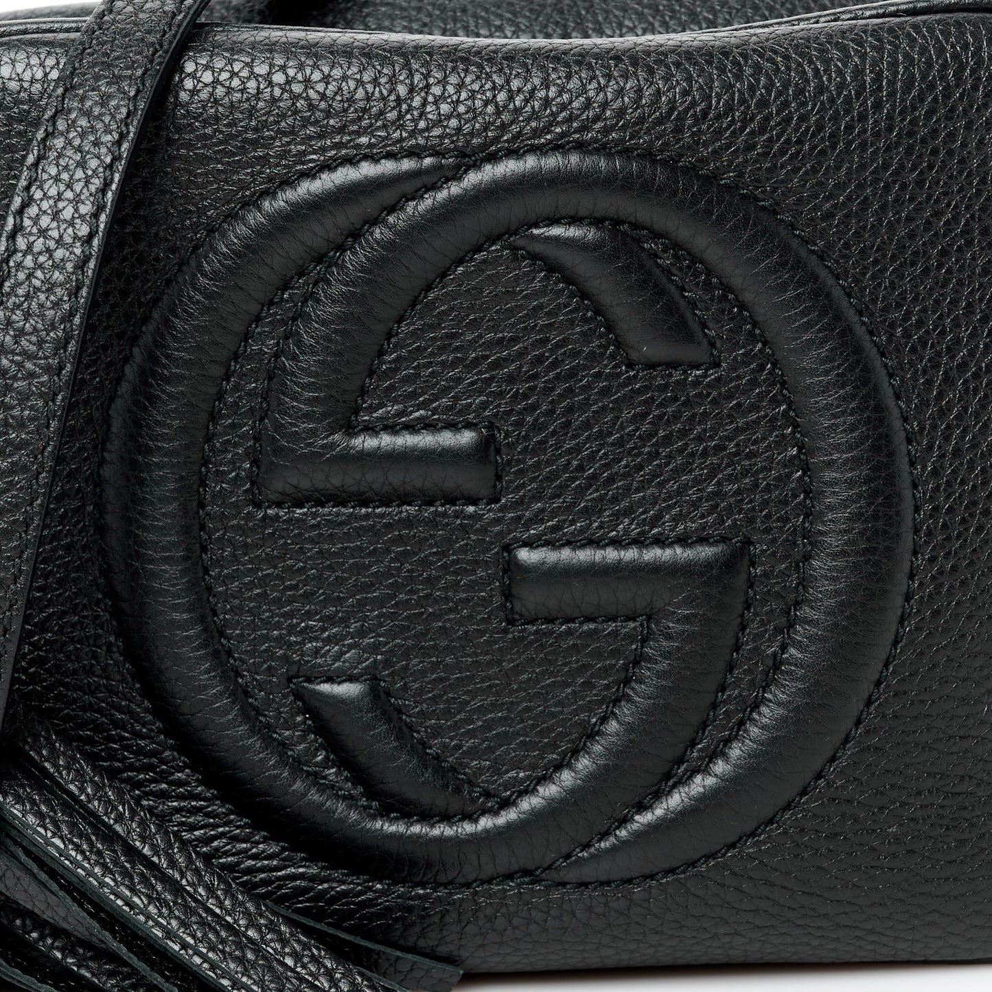 Pebbled Calfskin Small Soho Disco Bag Black