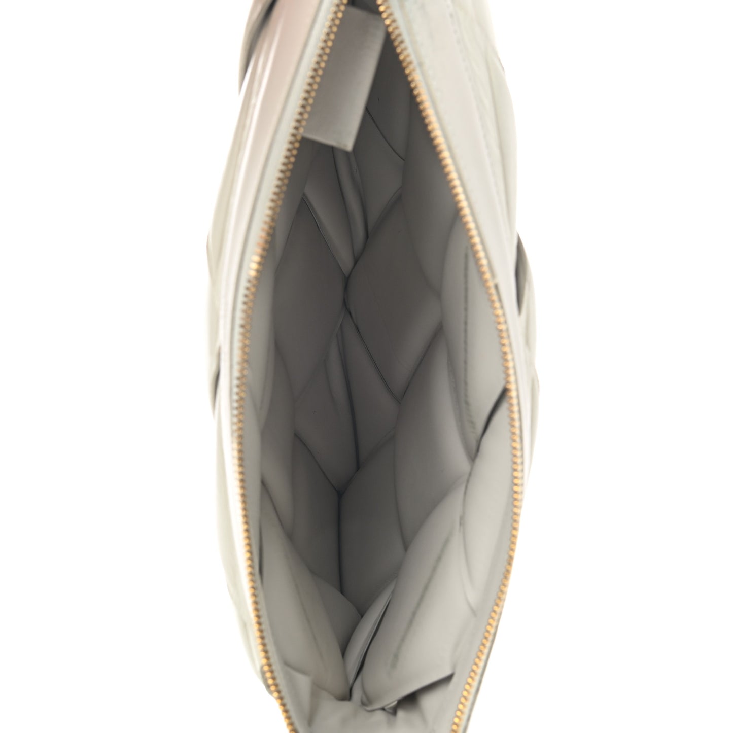 Paper Calfskin Maxi Intrecciato Padded Pouch Clutch Plaster