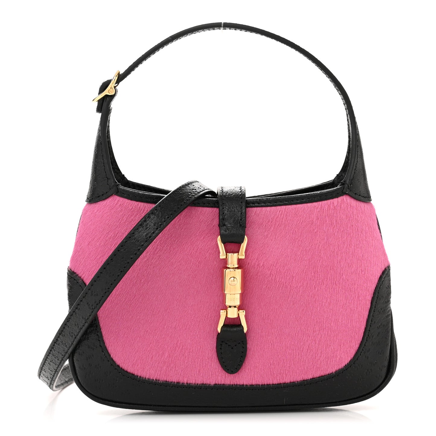 Calf Hair Textured Dollar Calfskin Mini Jackie 1961 Hobo Pink Black