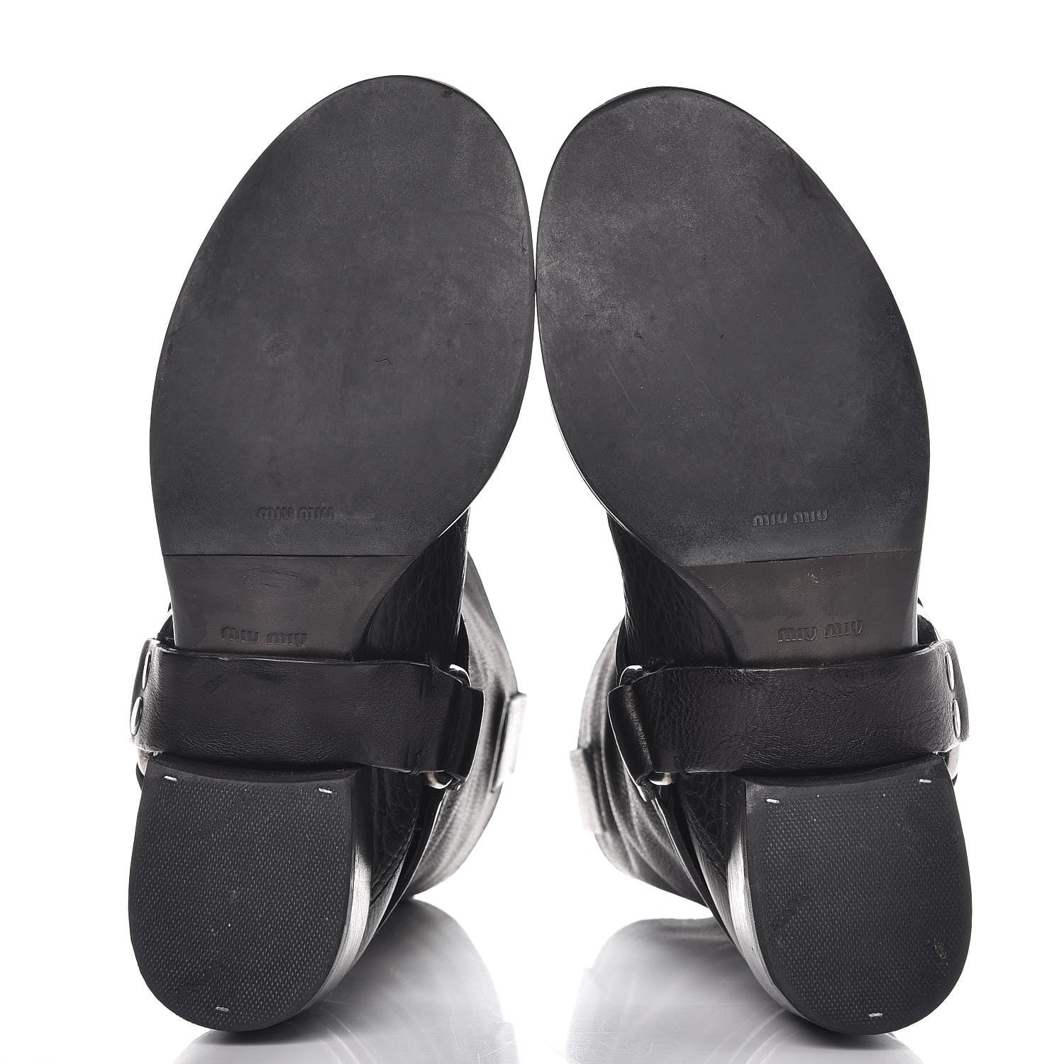 Miu Miu Calfskin Harness Motorcycle Boots 39 Black 7 of 10