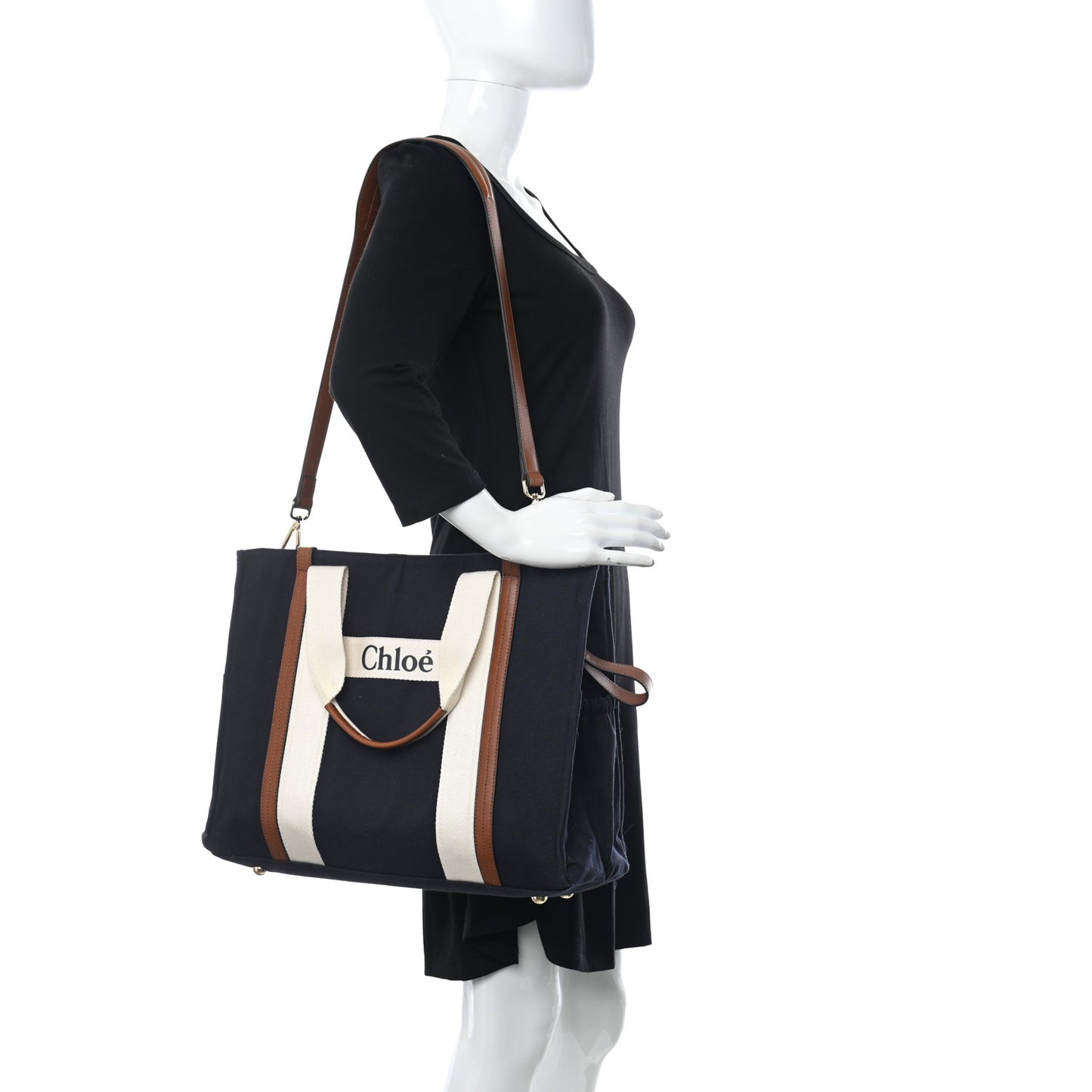 Cotton Calfskin Changing Bag Navy